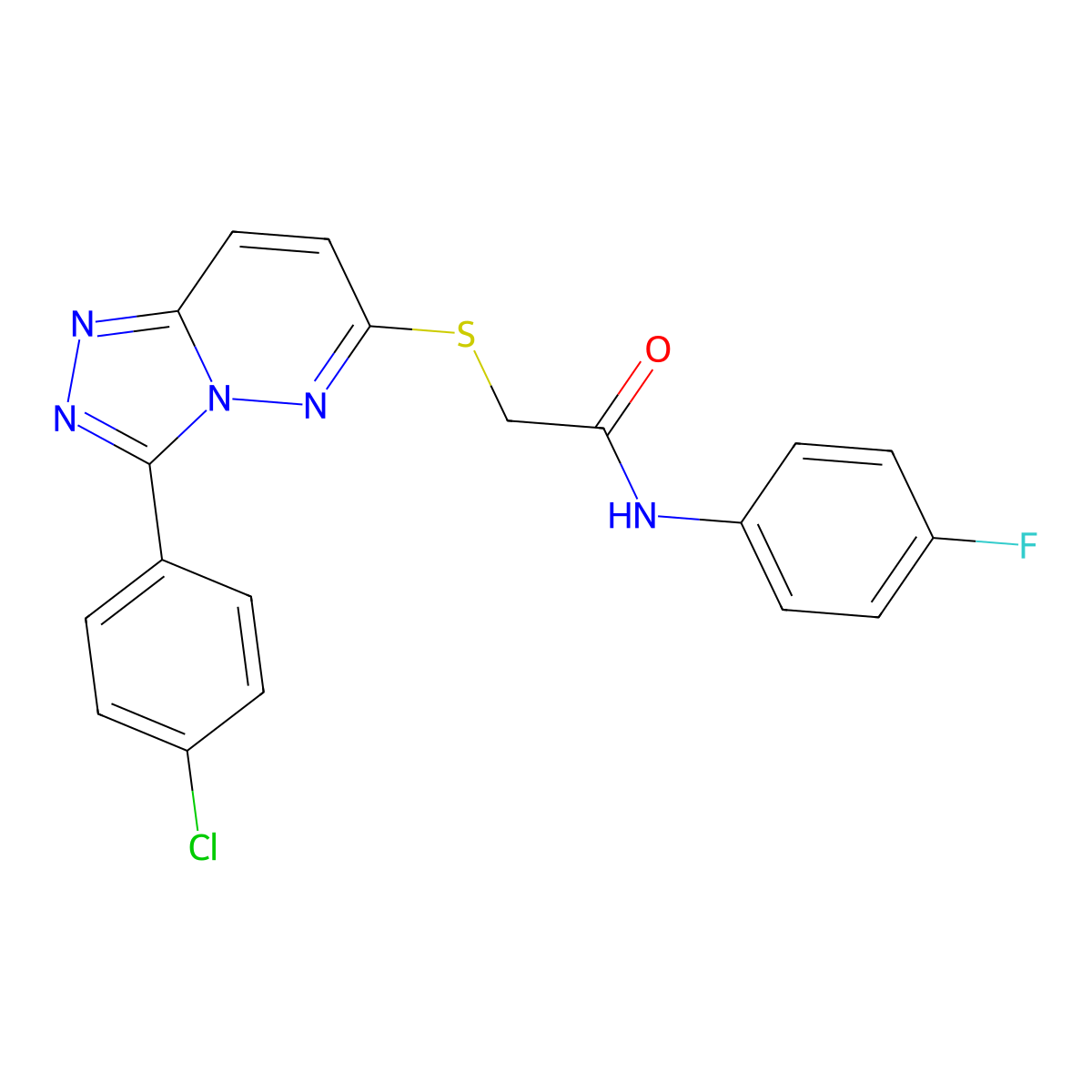 2-{[3-(4-chlorophenyl)-[1,2,4]triazolo[4,3-b]pyridazin-6-yl]sulfanyl}-N-(4-fluorophenyl)acetamide molecular structure, CAS 852373-19-4