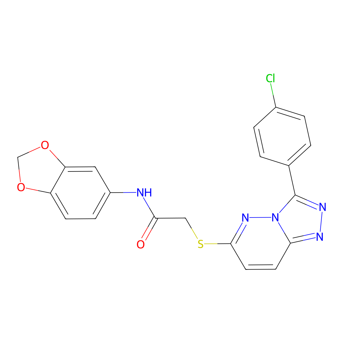 N-(benzo[d][1,3]dioxol-5-yl)-2-((3-(4-chlorophenyl)-[1,2,4]triazolo[4,3-b]pyridazin-6-yl)thio)acetamide molecular structure, CAS 852373-29-6