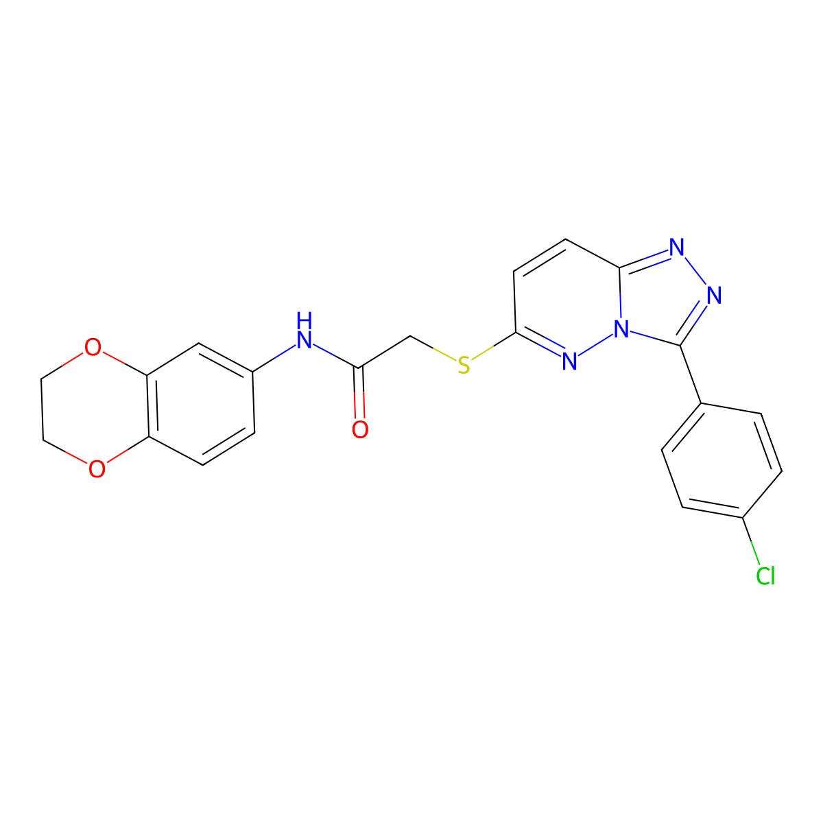 2-((3-(4-chlorophenyl)-[1,2,4]triazolo[4,3-b]pyridazin-6-yl)thio)-N-(2,3-dihydrobenzo[b][1,4]dioxin-6-yl)acetamide molecular structure, CAS 852373-30-9