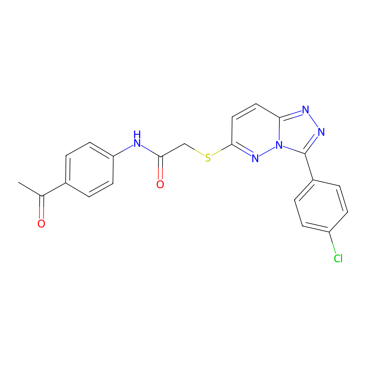 N-(4-acetylphenyl)-2-((3-(4-chlorophenyl)-[1,2,4]triazolo[4,3-b]pyridazin-6-yl)thio)acetamide molecular structure, CAS 852373-34-3