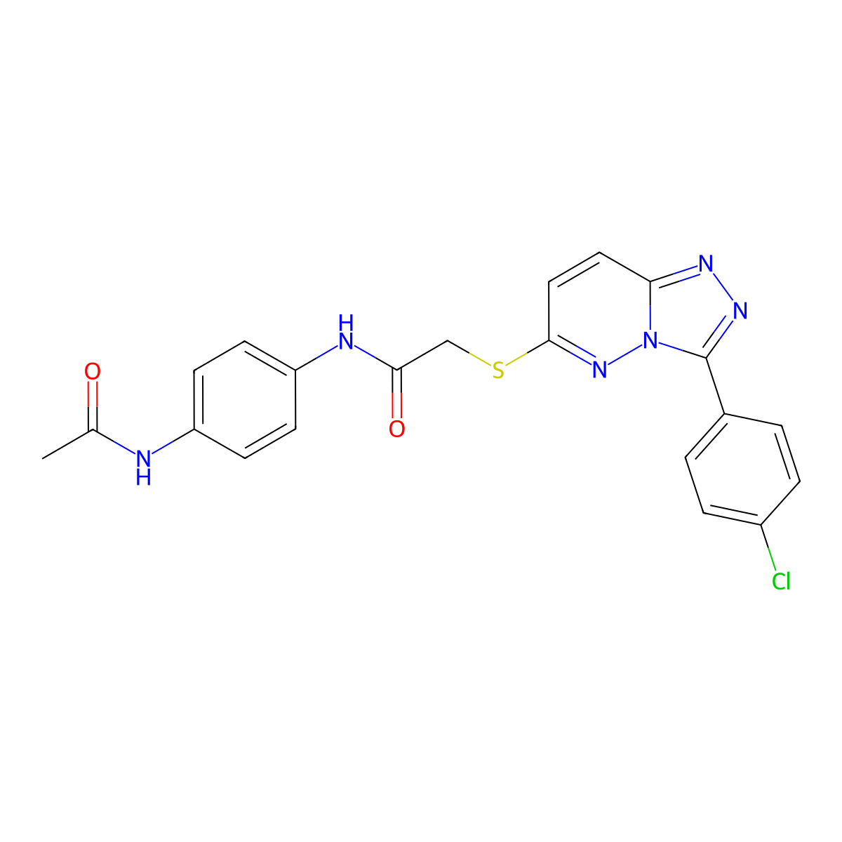 N-(4-acetamidophenyl)-2-((3-(4-chlorophenyl)-[1,2,4]triazolo[4,3-b]pyridazin-6-yl)thio)acetamide molecular structure, CAS 852373-36-5
