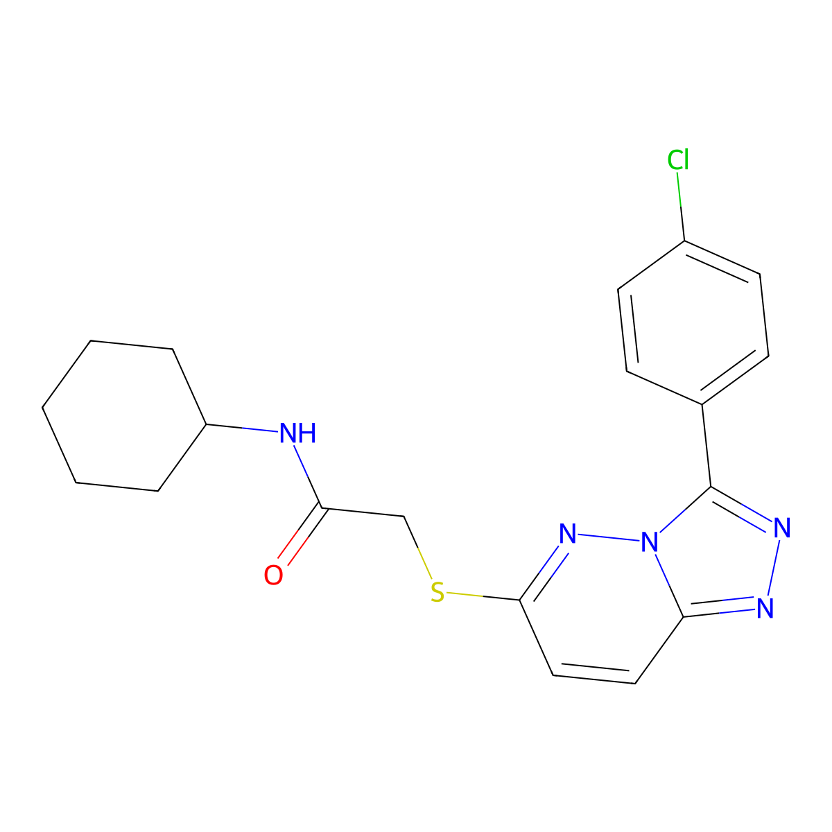 2-{[3-(4-chlorophenyl)-[1,2,4]triazolo[4,3-b]pyridazin-6-yl]sulfanyl}-N-cyclohexylacetamide molecular structure, CAS 852373-38-7