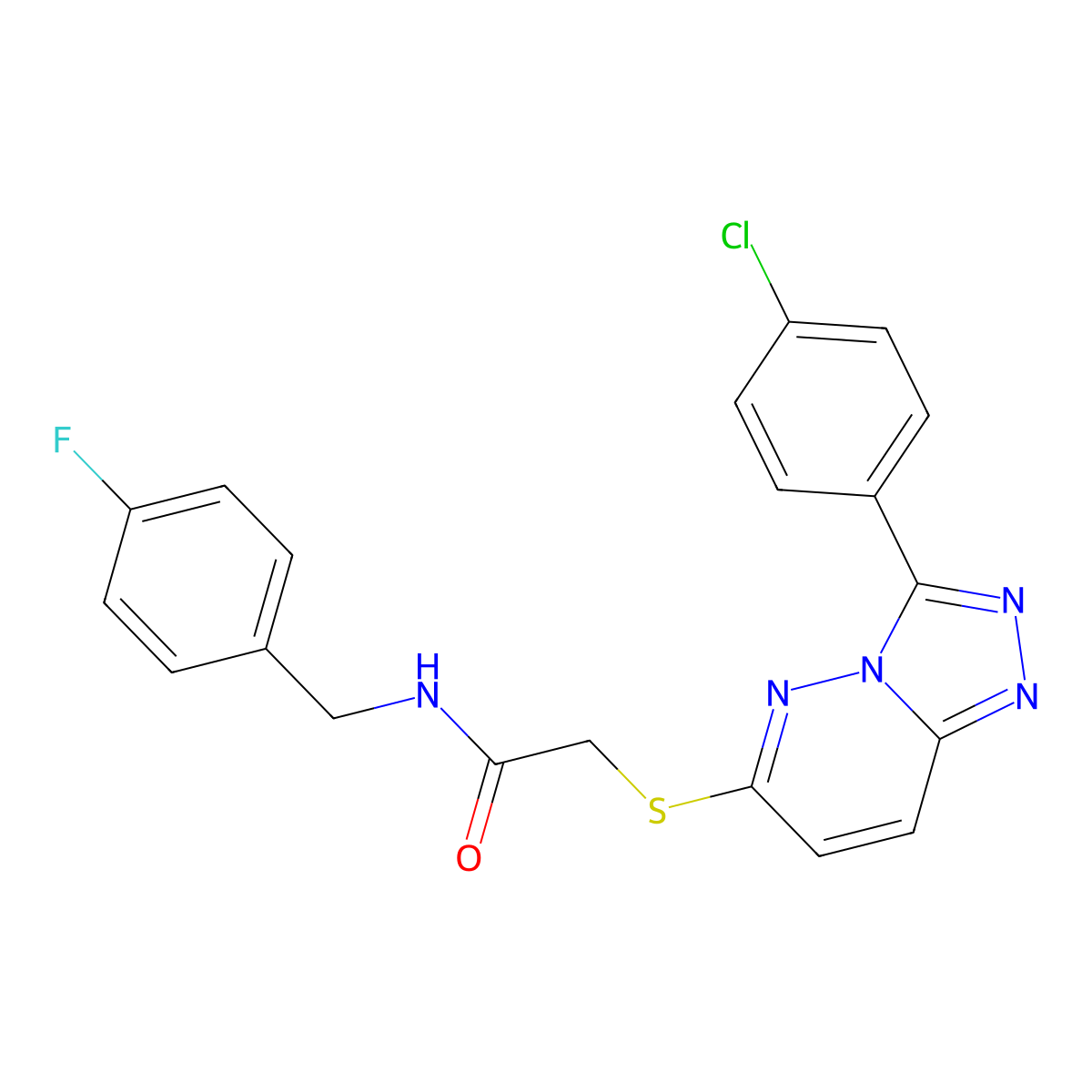2-((3-(4-chlorophenyl)-[1,2,4]triazolo[4,3-b]pyridazin-6-yl)thio)-N-(4-fluorobenzyl)acetamide molecular structure, CAS 852373-41-2