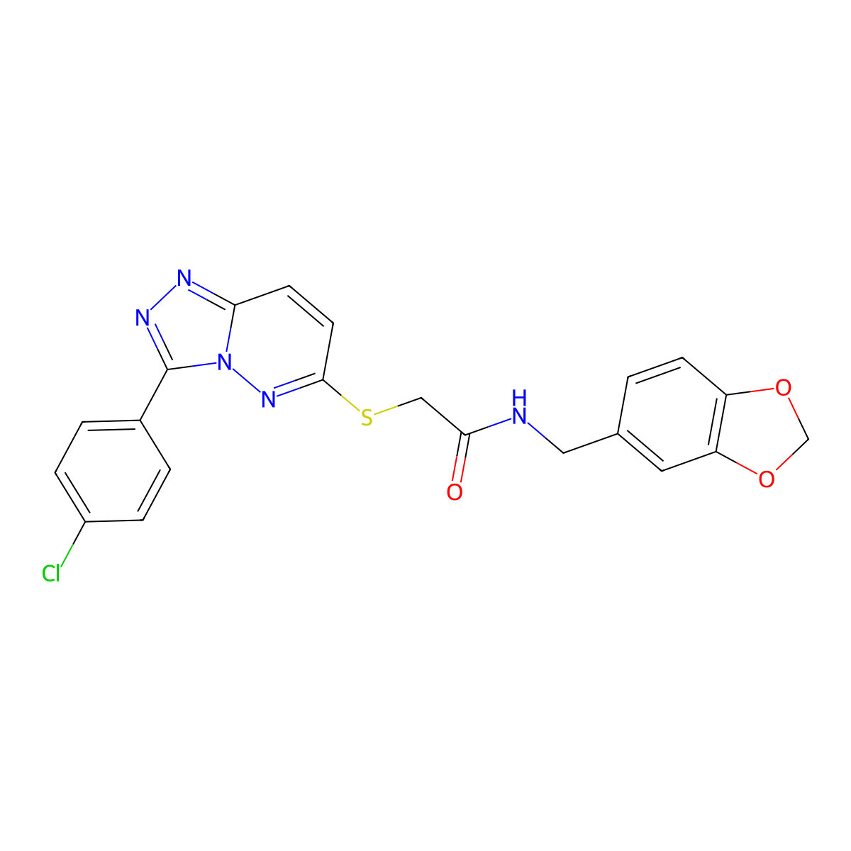 N-(benzo[d][1,3]dioxol-5-ylmethyl)-2-((3-(4-chlorophenyl)-[1,2,4]triazolo[4,3-b]pyridazin-6-yl)thio)acetamide molecular structure, CAS 852373-42-3