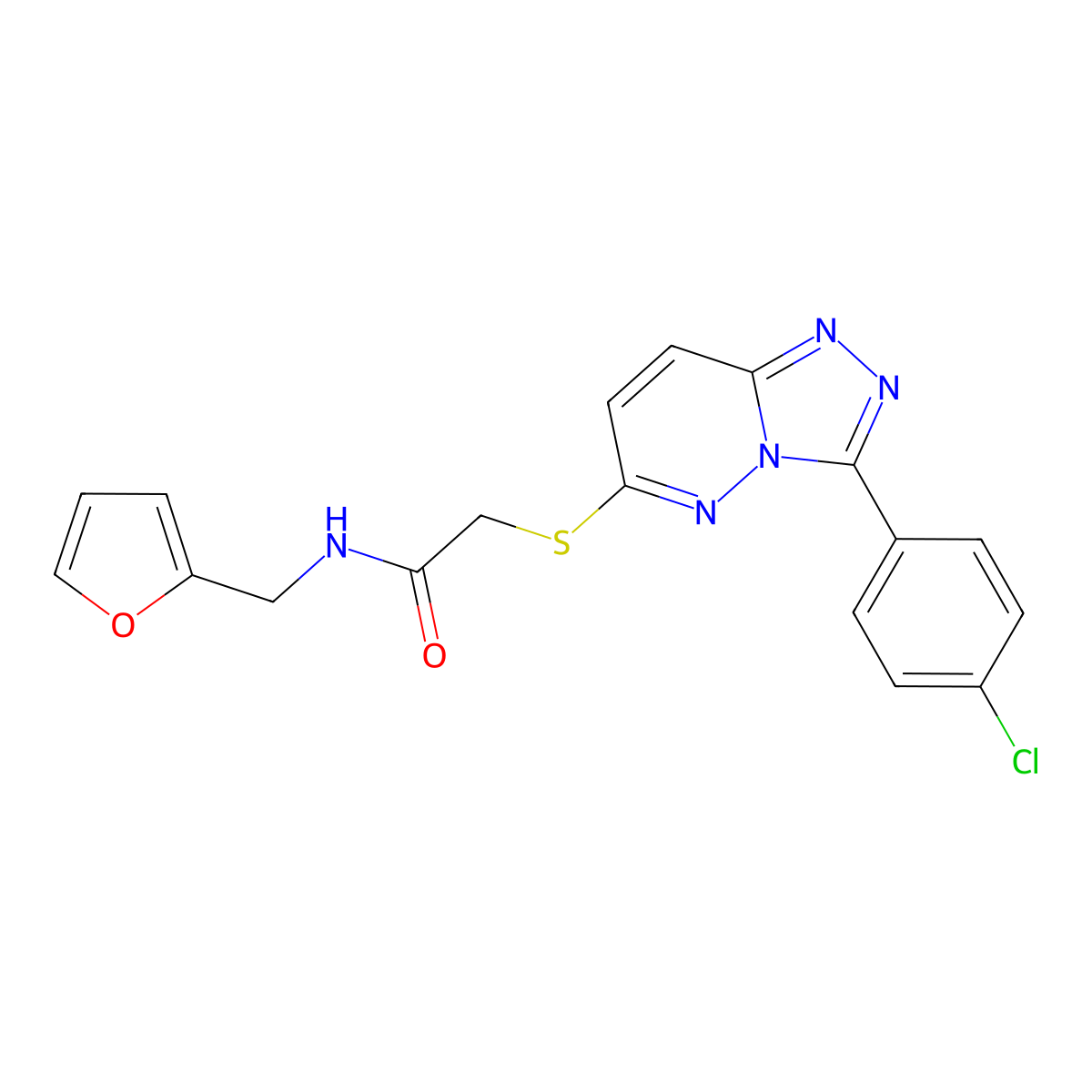 2-((3-(4-chlorophenyl)-[1,2,4]triazolo[4,3-b]pyridazin-6-yl)thio)-N-(furan-2-ylmethyl)acetamide molecular structure, CAS 852373-43-4