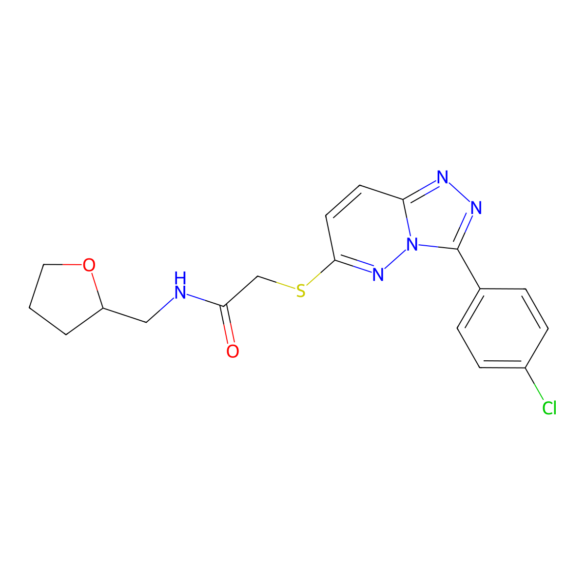 2-{[3-(4-chlorophenyl)-[1,2,4]triazolo[4,3-b]pyridazin-6-yl]sulfanyl}-N-[(oxolan-2-yl)methyl]acetamide molecular structure, CAS 852373-44-5