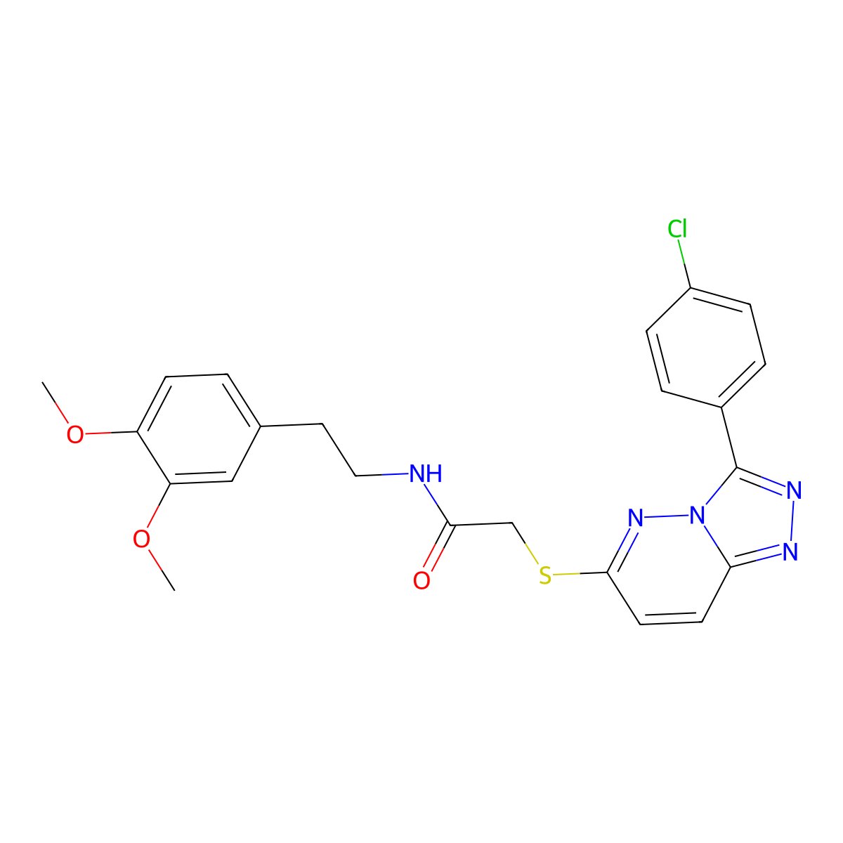 2-((3-(4-chlorophenyl)-[1,2,4]triazolo[4,3-b]pyridazin-6-yl)thio)-N-(3,4-dimethoxyphenethyl)acetamide molecular structure, CAS 852373-46-7