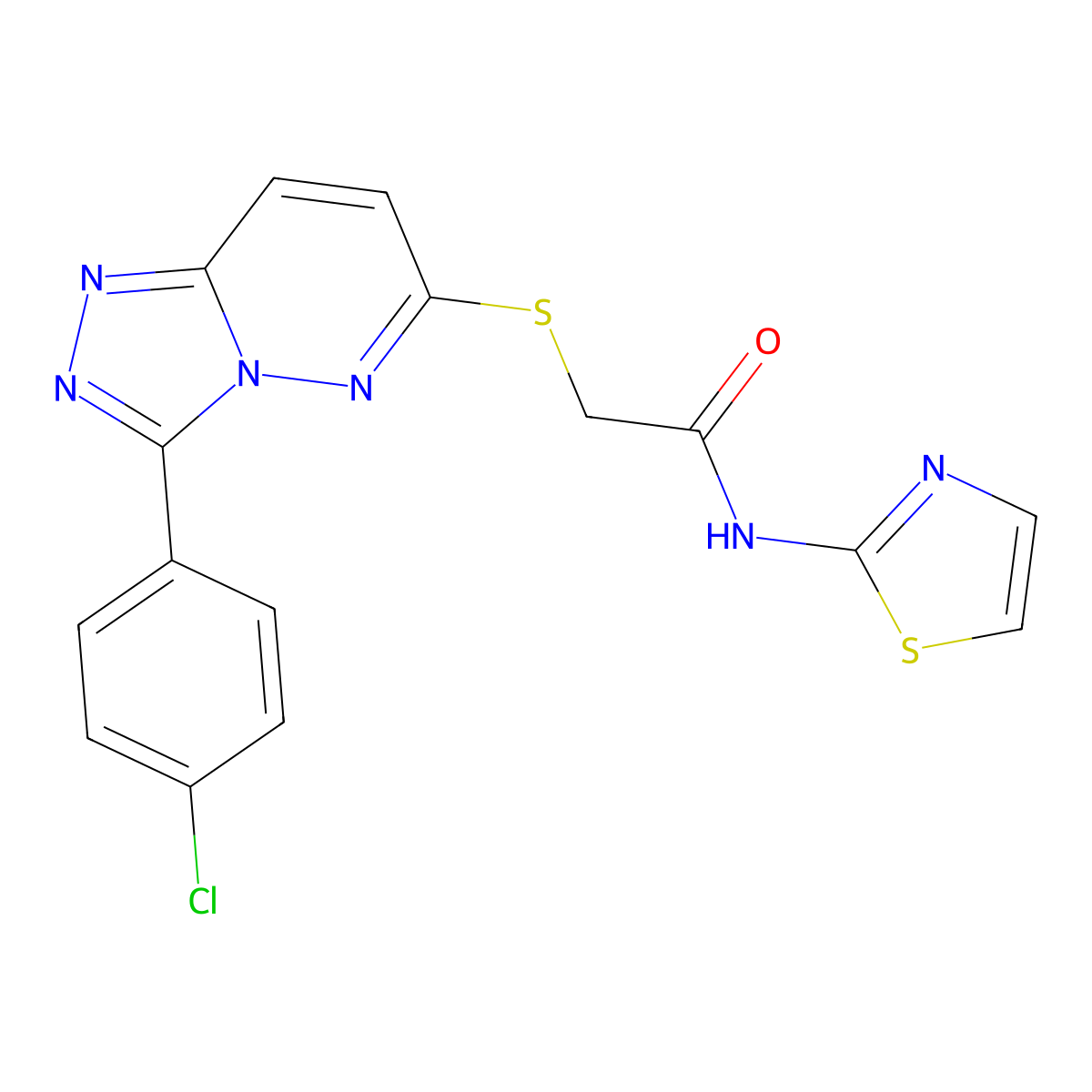 2-{[3-(4-chlorophenyl)-[1,2,4]triazolo[4,3-b]pyridazin-6-yl]sulfanyl}-N-(1,3-thiazol-2-yl)acetamide molecular structure, CAS 852373-48-9