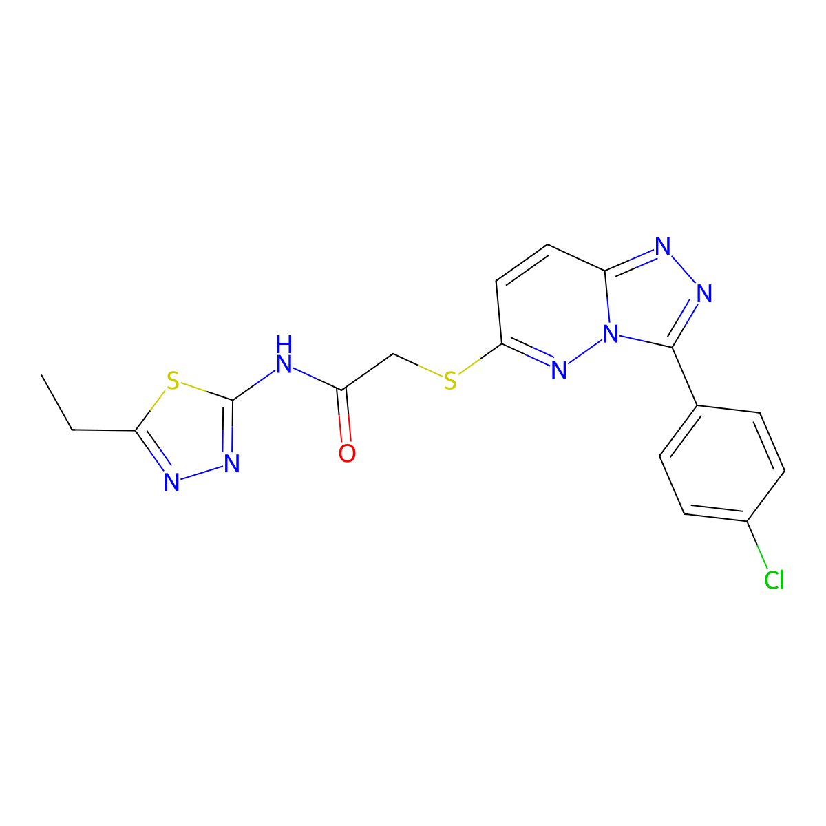 2-((3-(4-chlorophenyl)-[1,2,4]triazolo[4,3-b]pyridazin-6-yl)thio)-N-(5-ethyl-1,3,4-thiadiazol-2-yl)acetamide molecular structure, CAS 852373-51-4