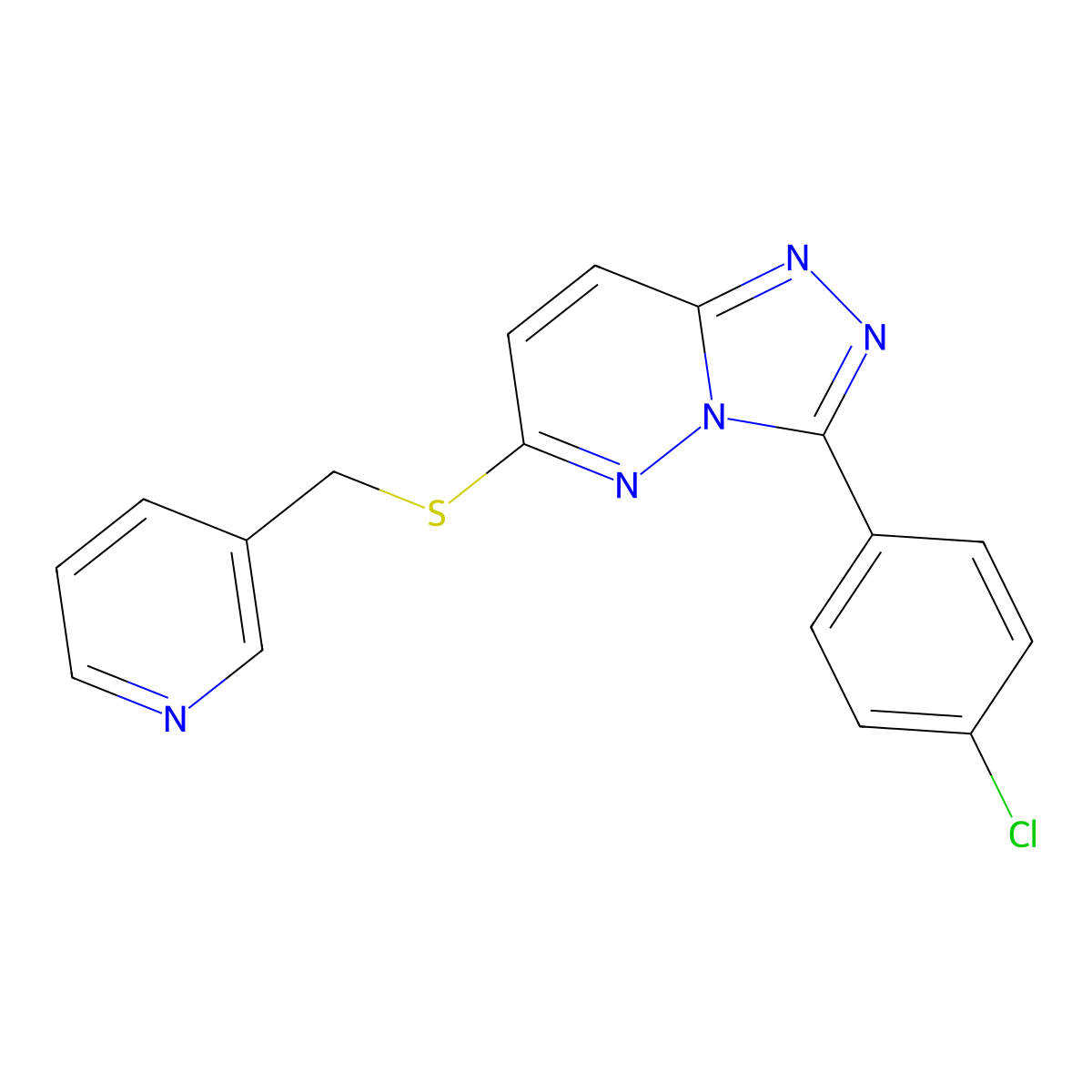 3-(4-Chlorophenyl)-6-((pyridin-3-ylmethyl)thio)-[1,2,4]triazolo[4,3-b]pyridazine molecular structure, CAS 852373-54-7
