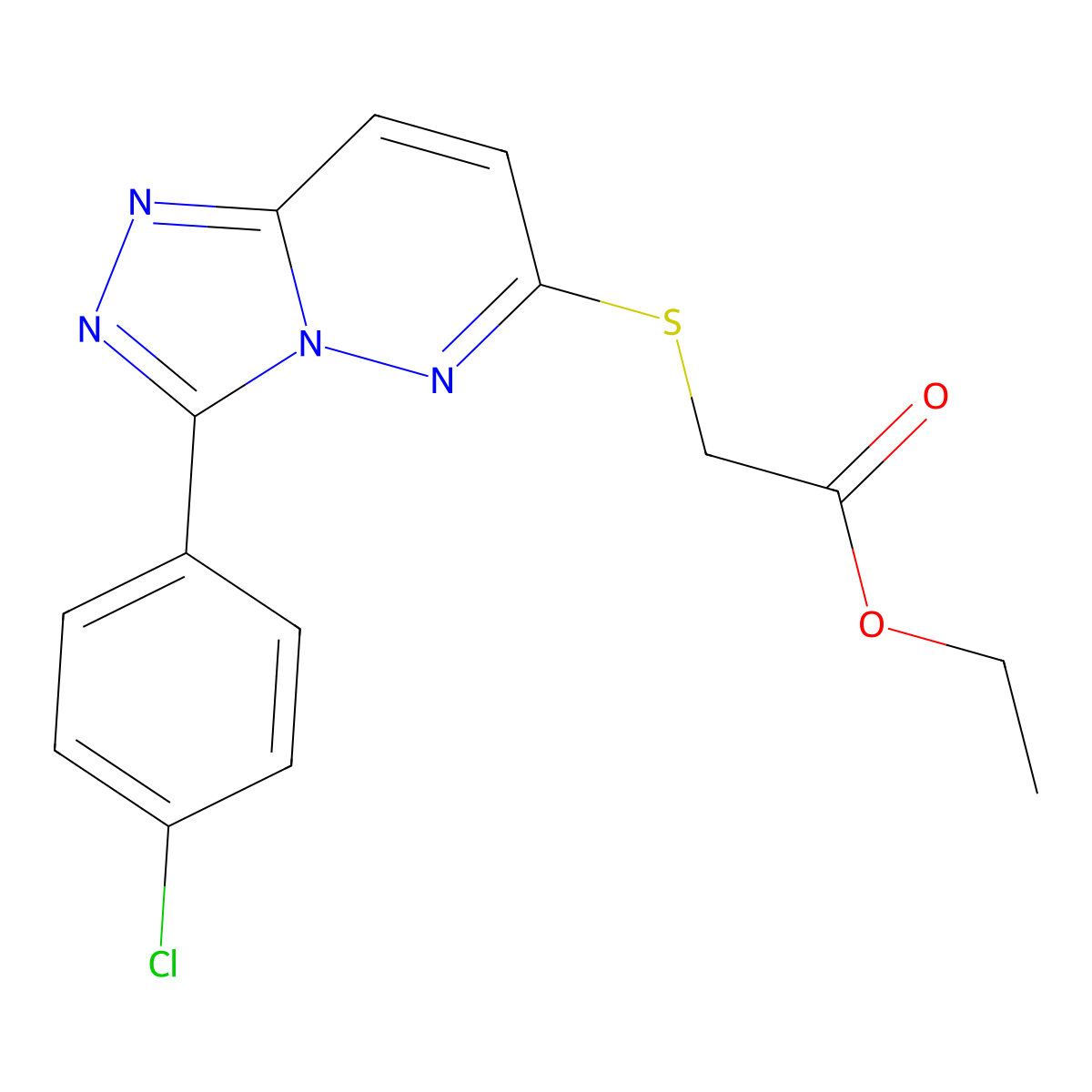 Ethyl 2-((3-(4-chlorophenyl)-[1,2,4]triazolo[4,3-b]pyridazin-6-yl)thio)acetate molecular structure, CAS 852373-57-0