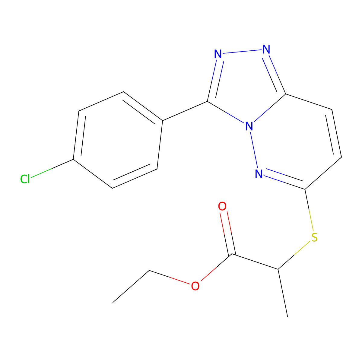 Ethyl 2-((3-(4-chlorophenyl)-[1,2,4]triazolo[4,3-b]pyridazin-6-yl)thio)propanoate molecular structure, CAS 852373-58-1