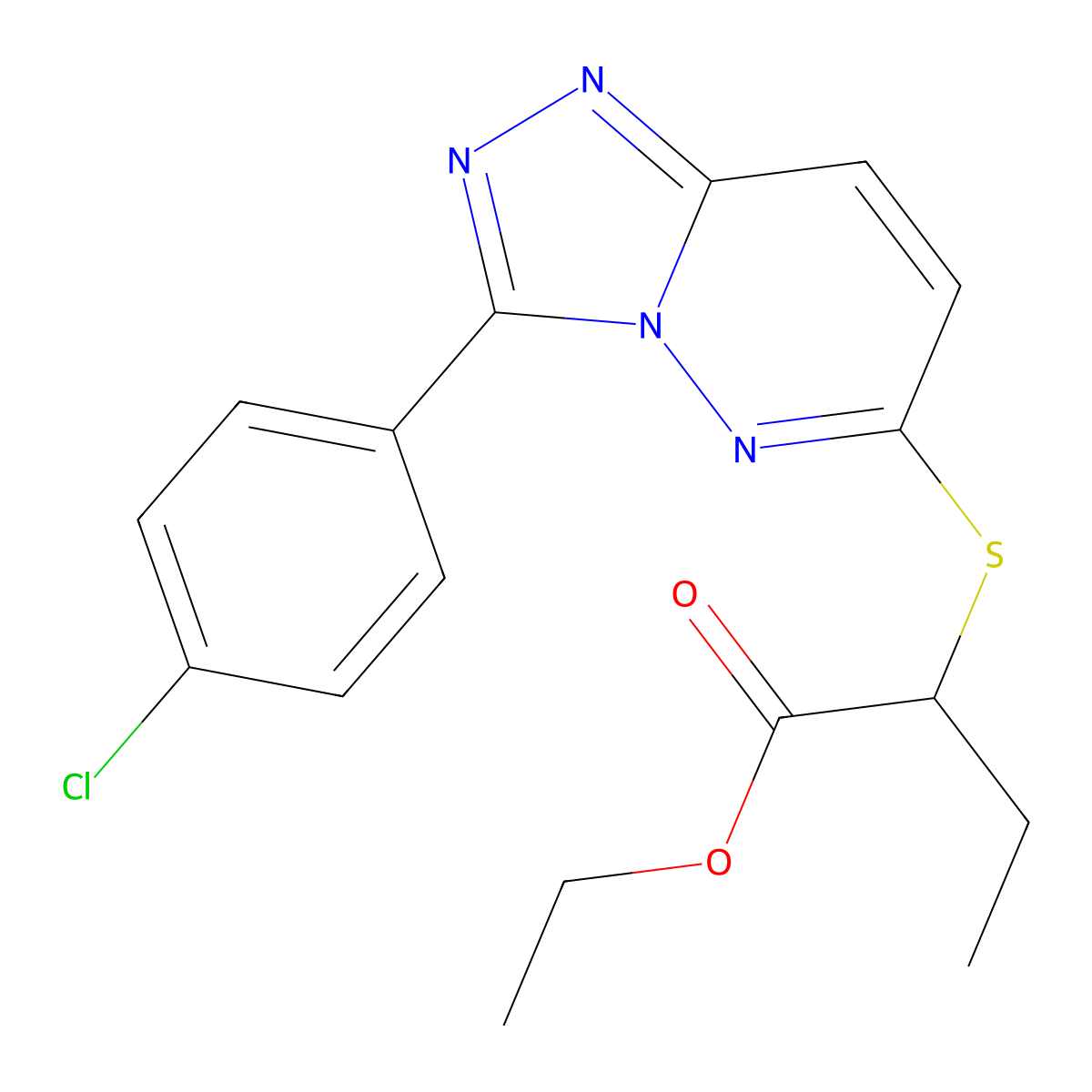 Ethyl 2-((3-(4-chlorophenyl)-[1,2,4]triazolo[4,3-b]pyridazin-6-yl)thio)butanoate molecular structure, CAS 852373-59-2