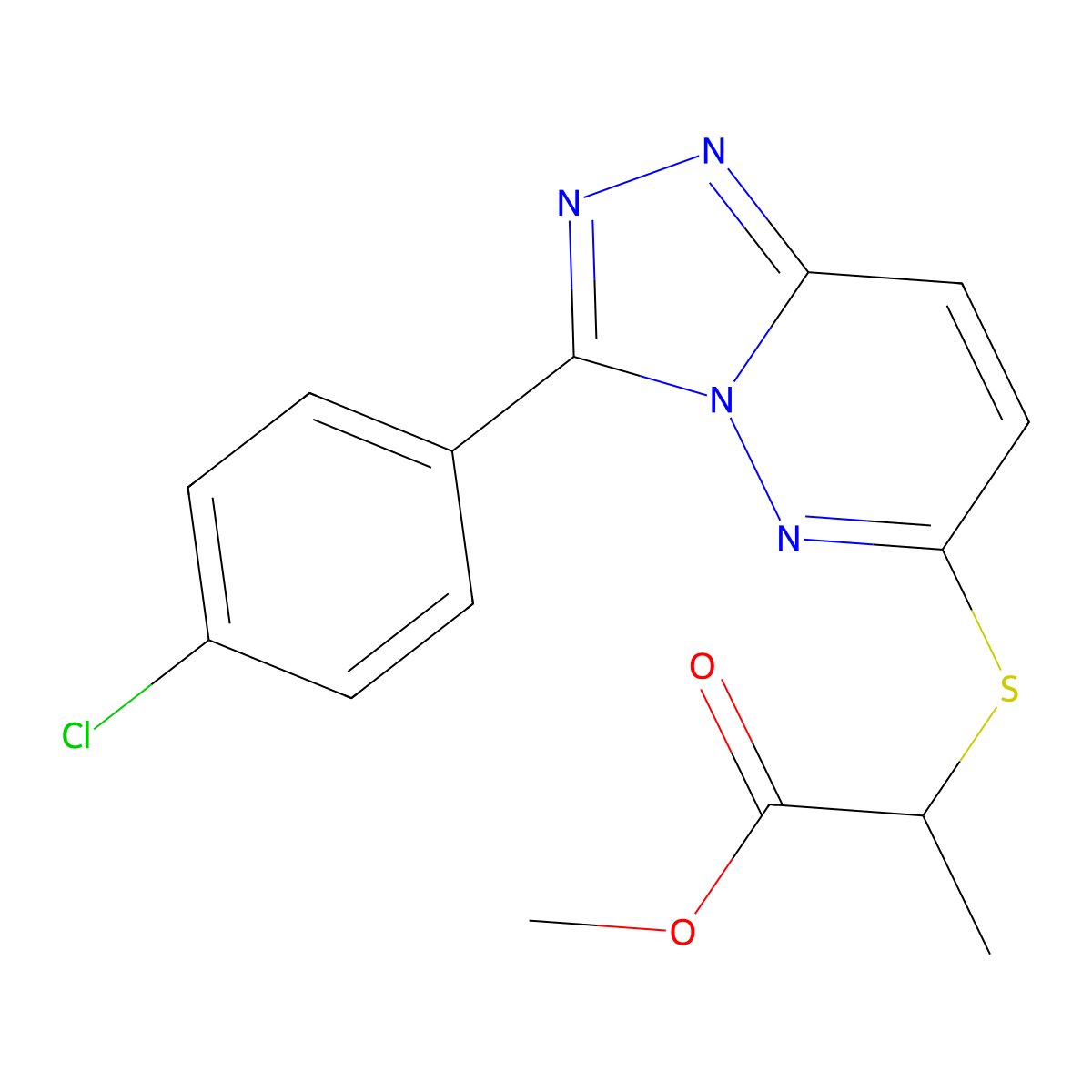 Methyl 2-((3-(4-chlorophenyl)-[1,2,4]triazolo[4,3-b]pyridazin-6-yl)thio)propanoate molecular structure, CAS 852373-60-5