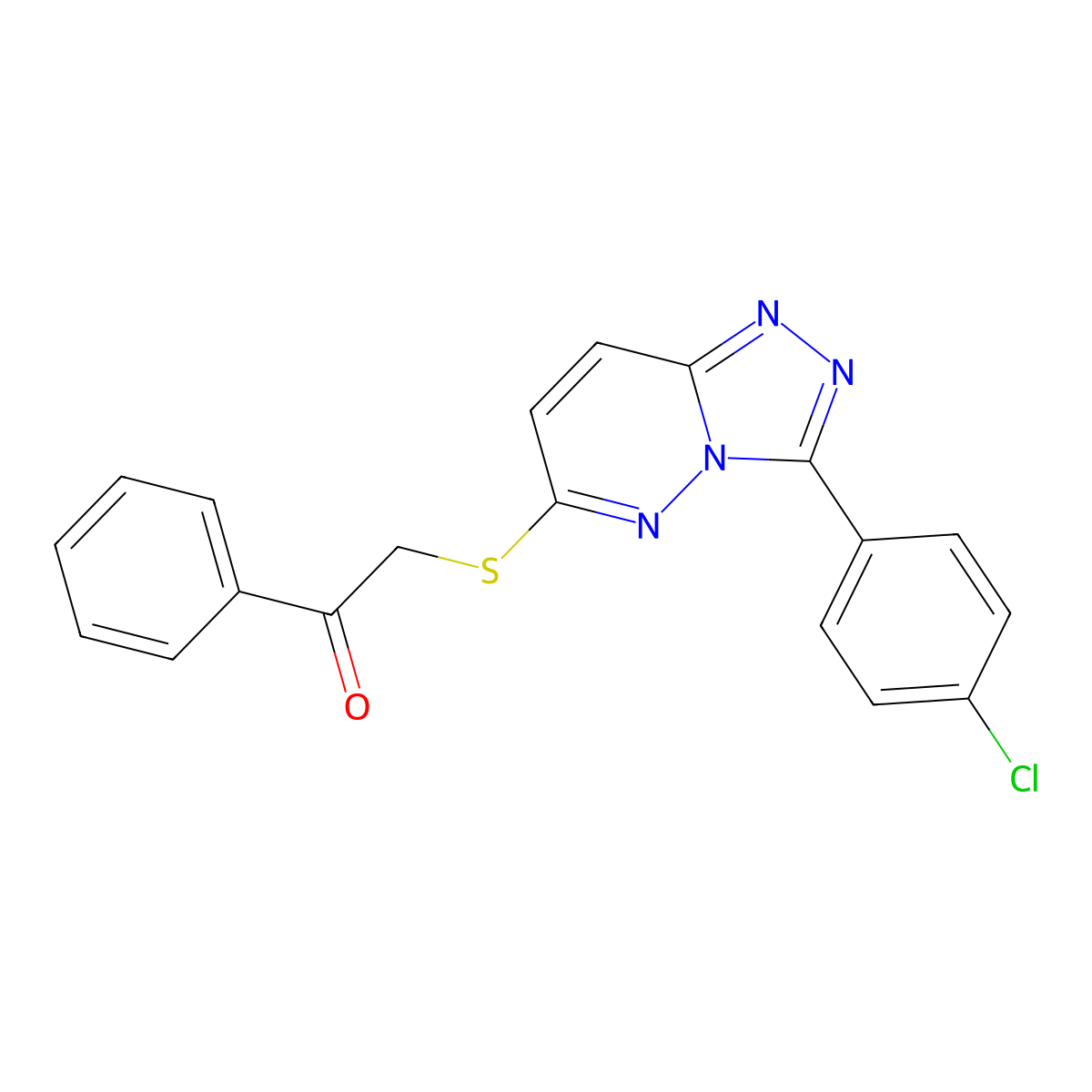 2-((3-(4-Chlorophenyl)-[1,2,4]triazolo[4,3-b]pyridazin-6-yl)thio)-1-phenylethanone molecular structure, CAS 852373-61-6