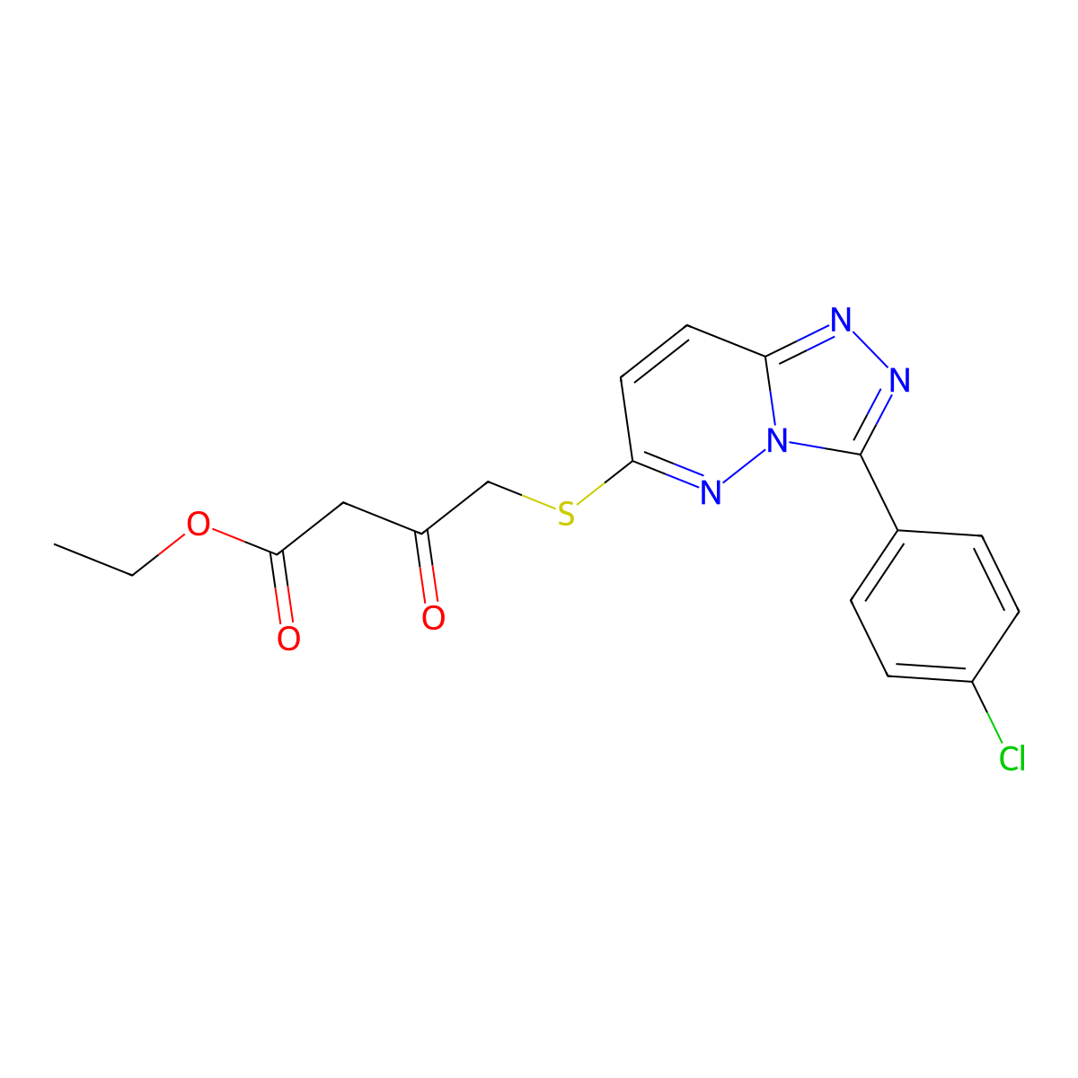 Ethyl 4-((3-(4-chlorophenyl)-[1,2,4]triazolo[4,3-b]pyridazin-6-yl)thio)-3-oxobutanoate molecular structure, CAS 852373-62-7