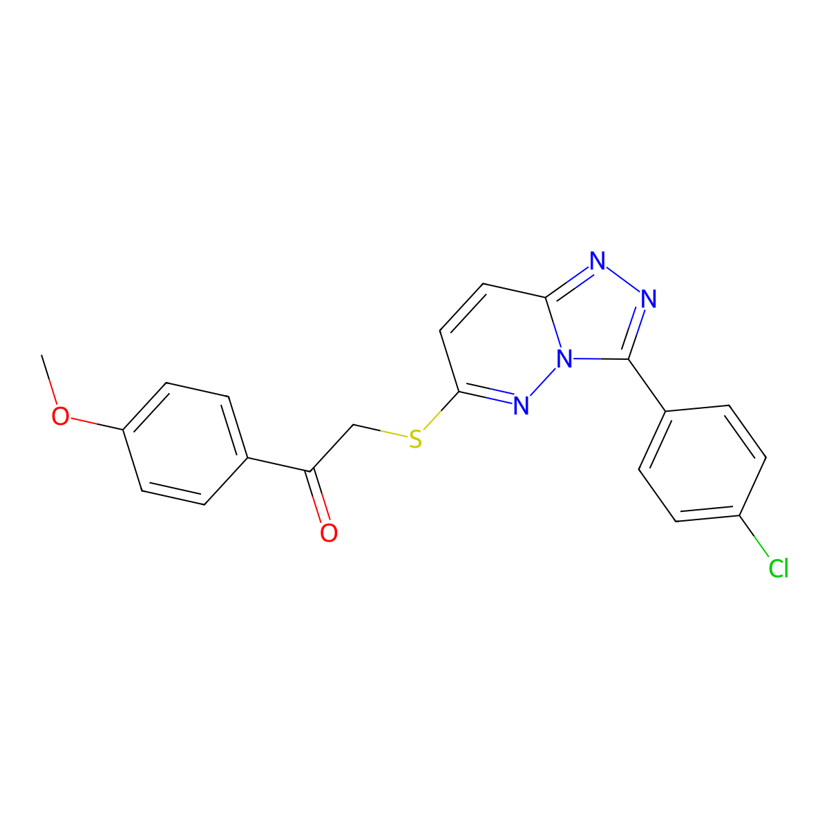 2-((3-(4-Chlorophenyl)-[1,2,4]triazolo[4,3-b]pyridazin-6-yl)thio)-1-(4-methoxyphenyl)ethanone molecular structure, CAS 852373-63-8