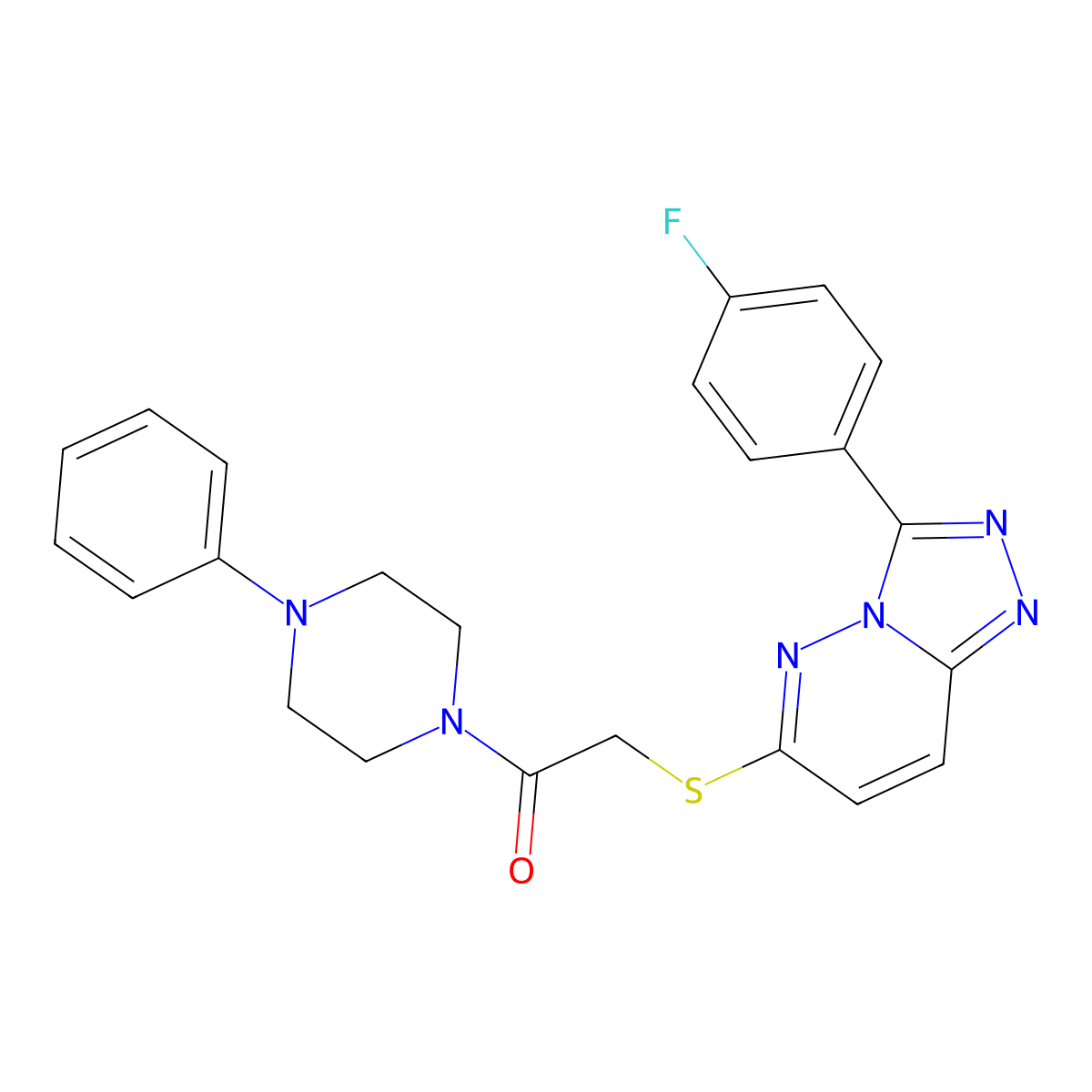 2-((3-(4-Fluorophenyl)-[1,2,4]triazolo[4,3-b]pyridazin-6-yl)thio)-1-(4-phenylpiperazin-1-yl)ethanone molecular structure, CAS 852373-70-7