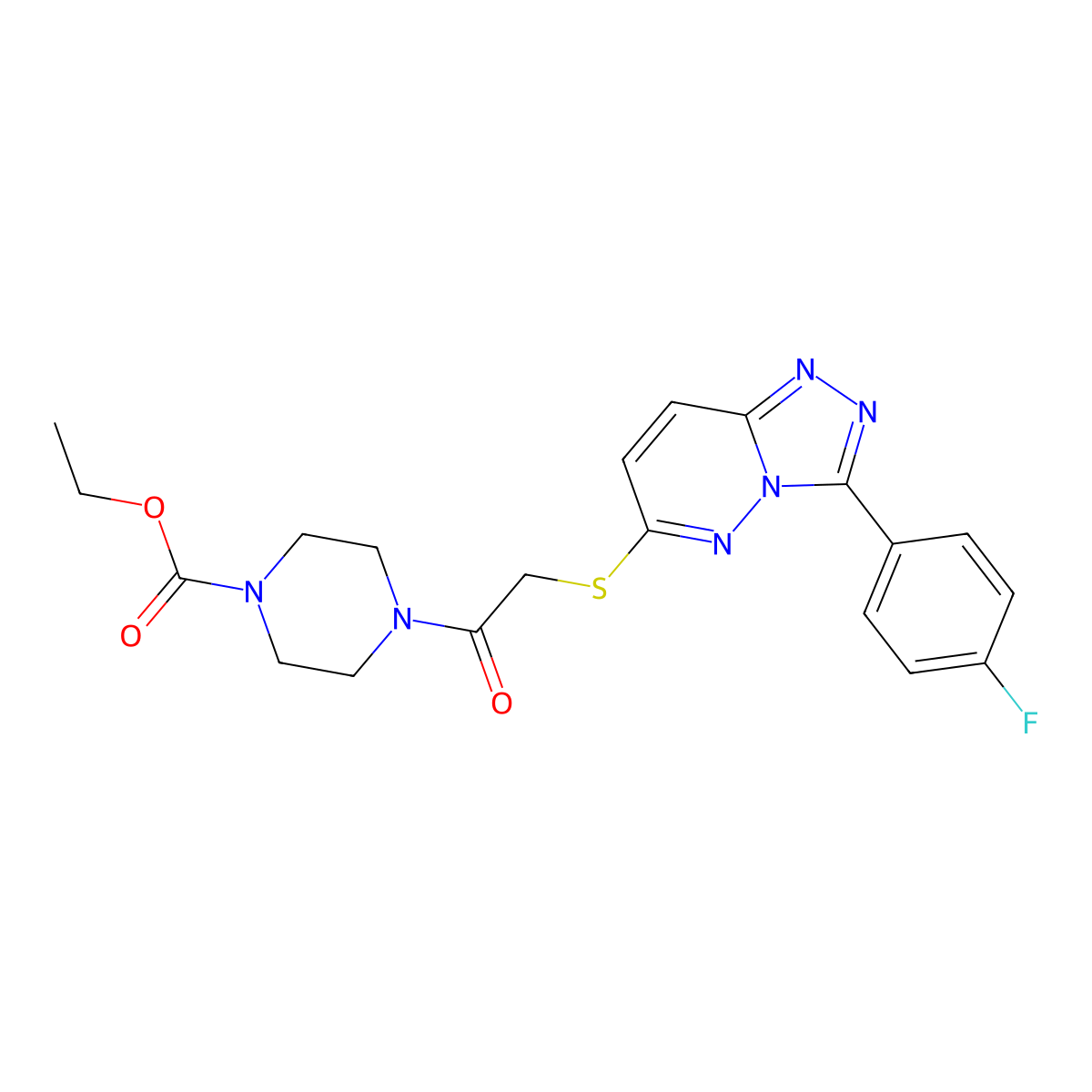 Ethyl 4-(2-((3-(4-fluorophenyl)-[1,2,4]triazolo[4,3-b]pyridazin-6-yl)thio)acetyl)piperazine-1-carboxylate molecular structure, CAS 852373-71-8