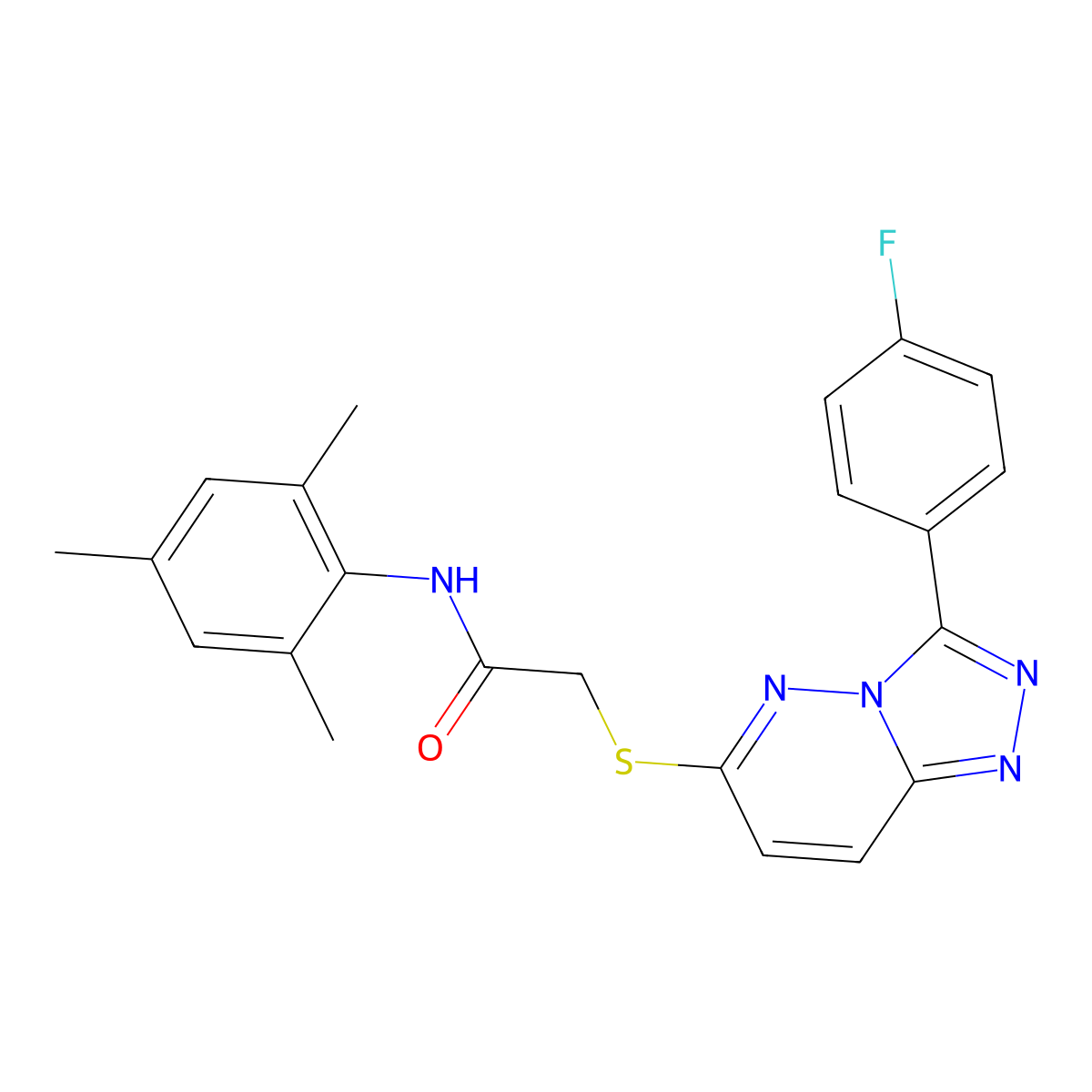 2-((3-(4-fluorophenyl)-[1,2,4]triazolo[4,3-b]pyridazin-6-yl)thio)-N-mesitylacetamide molecular structure, CAS 852373-83-2