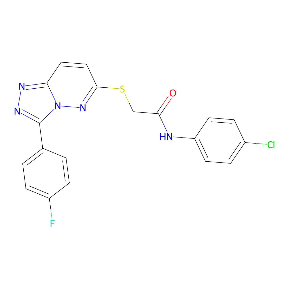N-(4-chlorophenyl)-2-((3-(4-fluorophenyl)-[1,2,4]triazolo[4,3-b]pyridazin-6-yl)thio)acetamide molecular structure, CAS 852373-89-8