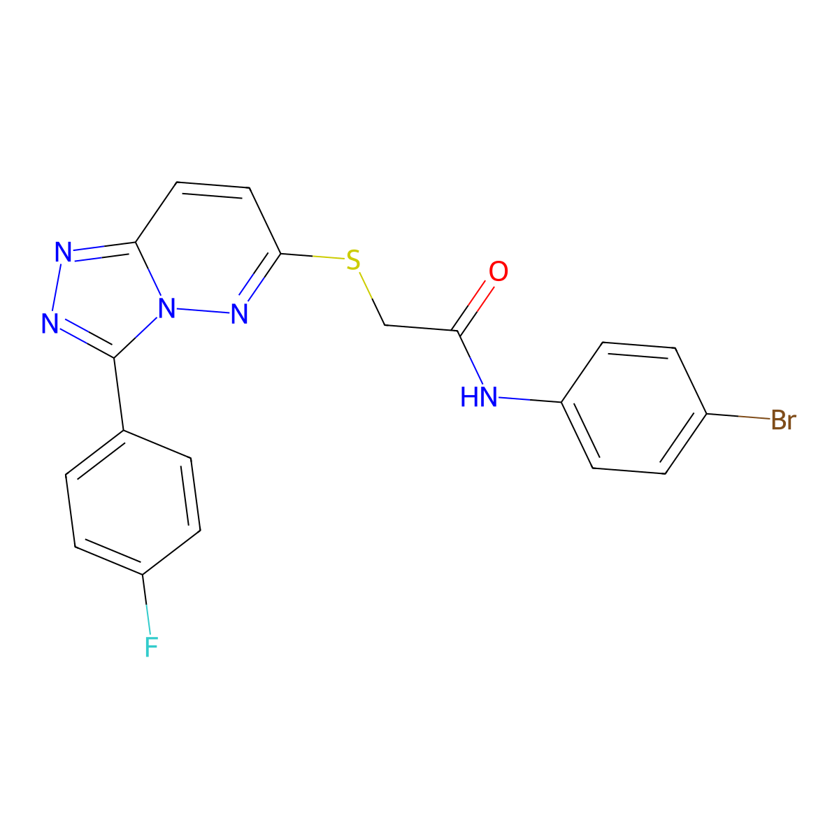 N-(4-bromophenyl)-2-{[3-(4-fluorophenyl)-[1,2,4]triazolo[4,3-b]pyridazin-6-yl]sulfanyl}acetamide molecular structure, CAS 852373-90-1