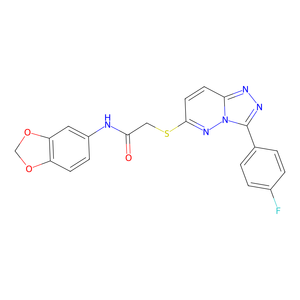 N-(2H-1,3-benzodioxol-5-yl)-2-{[3-(4-fluorophenyl)-[1,2,4]triazolo[4,3-b]pyridazin-6-yl]sulfanyl}acetamide molecular structure, CAS 852373-95-6