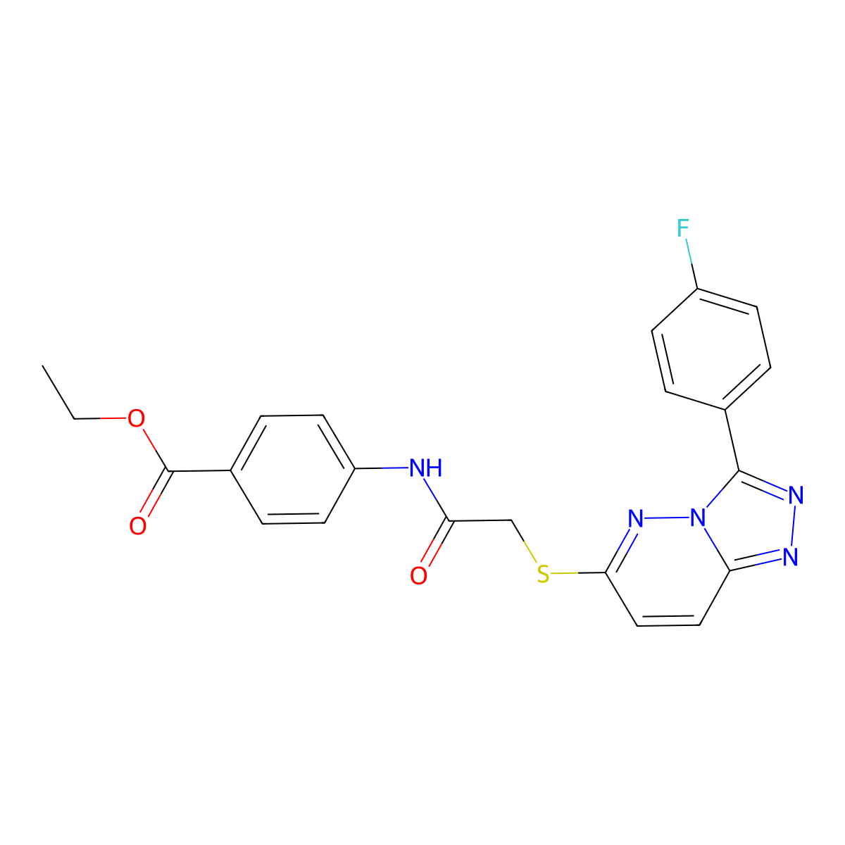 Ethyl 4-(2-((3-(4-fluorophenyl)-[1,2,4]triazolo[4,3-b]pyridazin-6-yl)thio)acetamido)benzoate molecular structure, CAS 852374-01-7