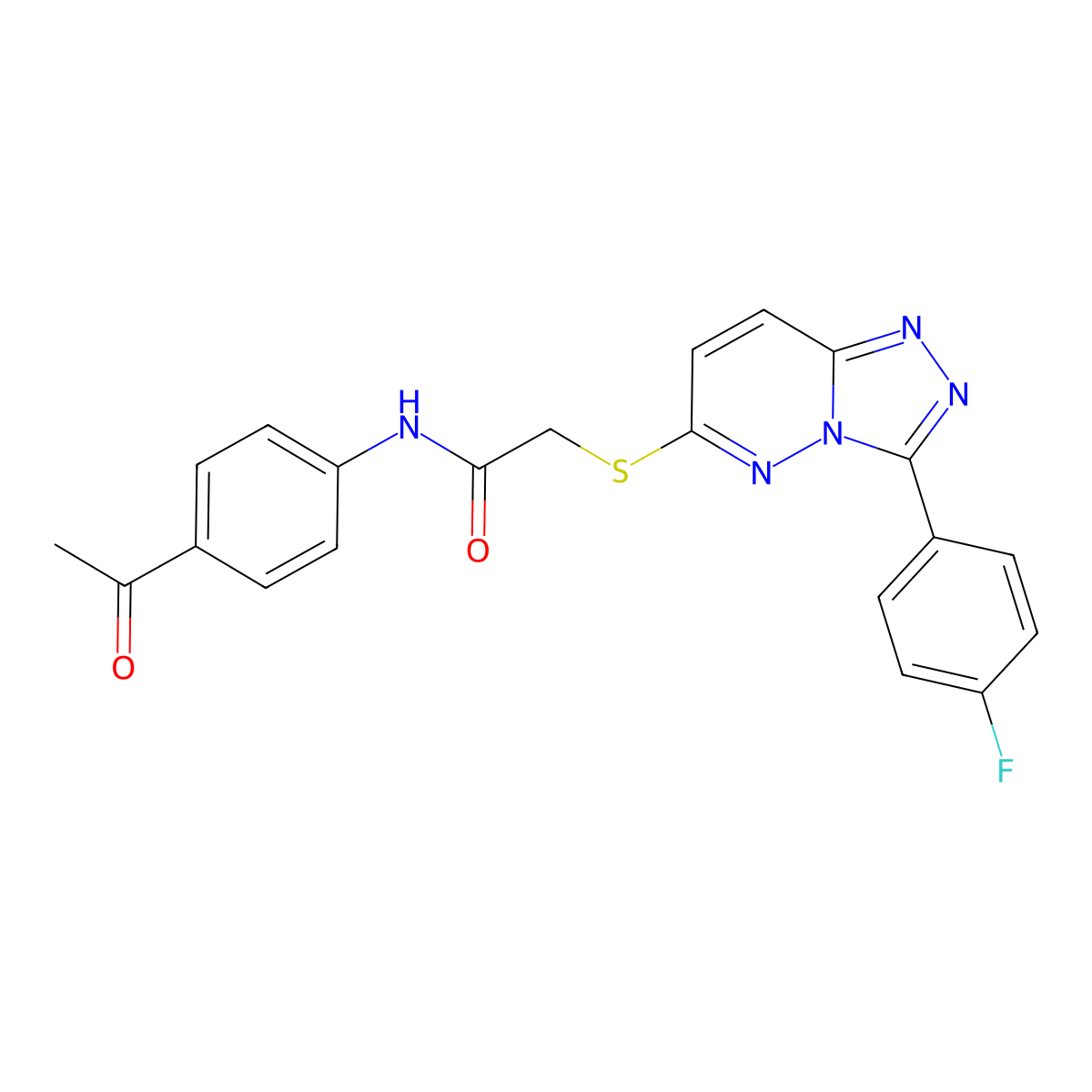 N-(4-acetylphenyl)-2-((3-(4-fluorophenyl)-[1,2,4]triazolo[4,3-b]pyridazin-6-yl)thio)acetamide molecular structure, CAS 852374-03-9
