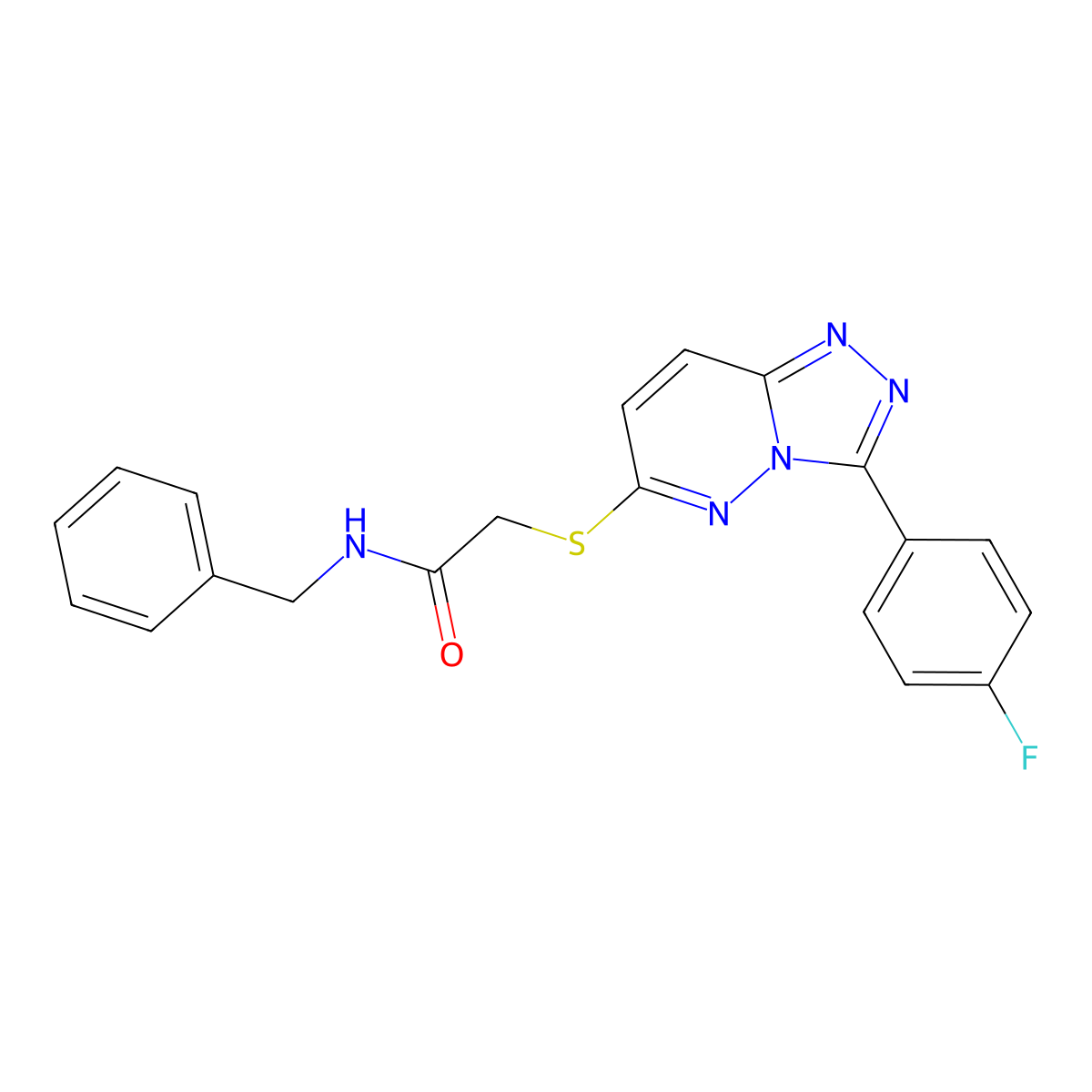 N-benzyl-2-((3-(4-fluorophenyl)-[1,2,4]triazolo[4,3-b]pyridazin-6-yl)thio)acetamide molecular structure, CAS 852374-09-5