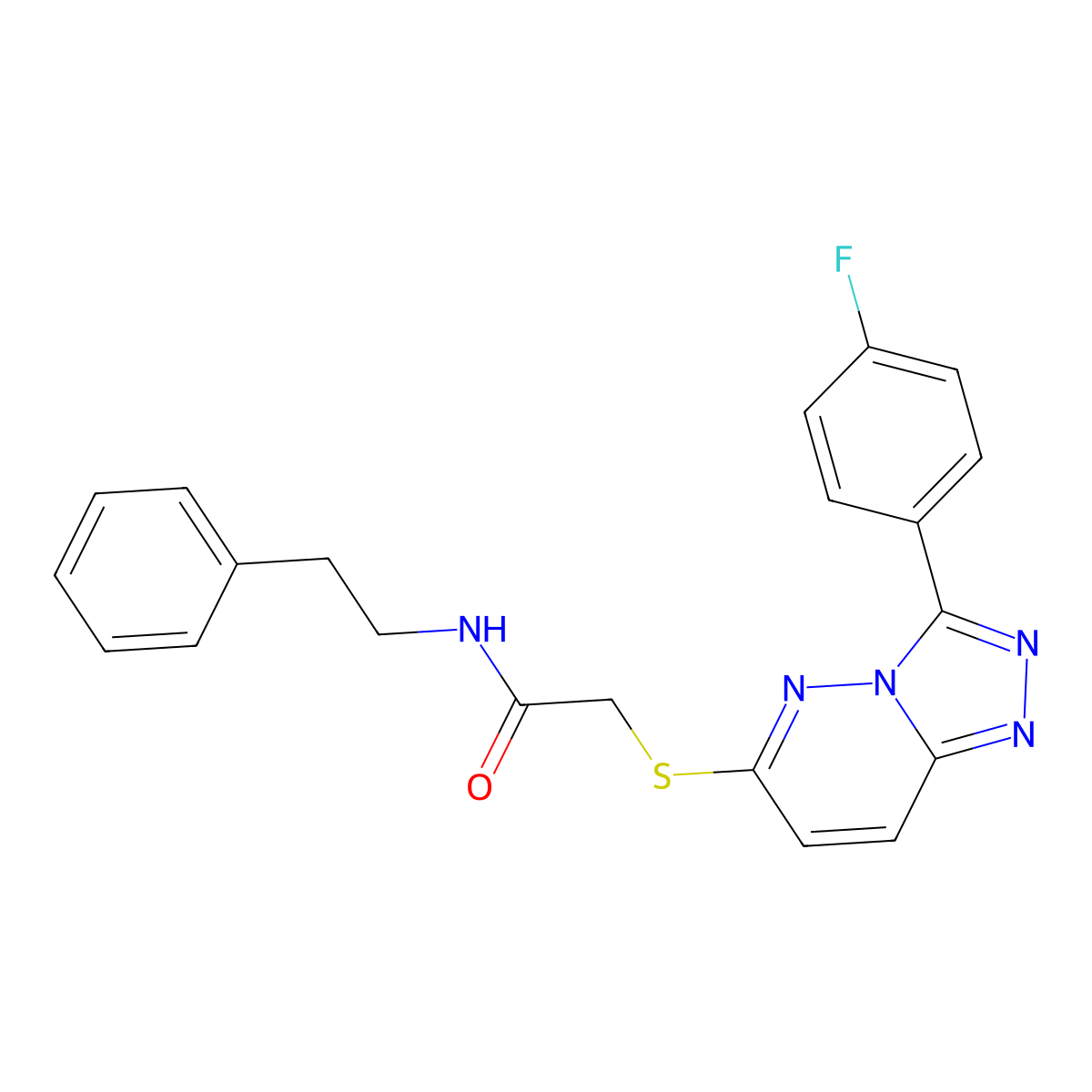2-((3-(4-fluorophenyl)-[1,2,4]triazolo[4,3-b]pyridazin-6-yl)thio)-N-phenethylacetamide molecular structure, CAS 852374-15-3