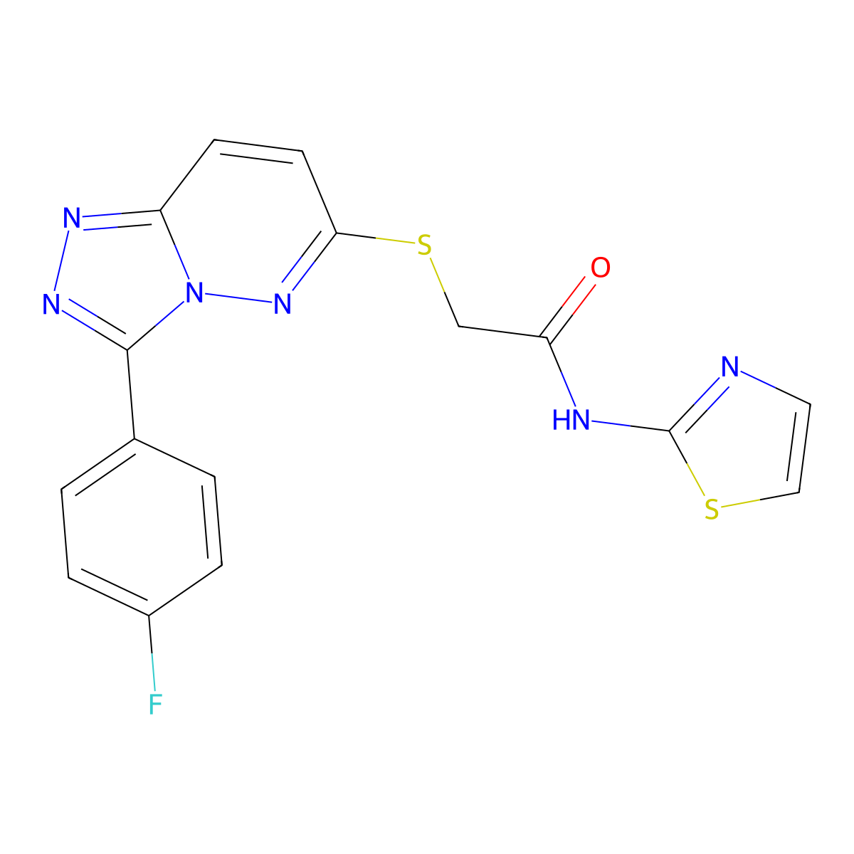 2-[[3-(4-fluorophenyl)-[1,2,4]triazolo[4,3-b]pyridazin-6-yl]sulfanyl]-N-(1,3-thiazol-2-yl)acetamide molecular structure, CAS 852374-18-6