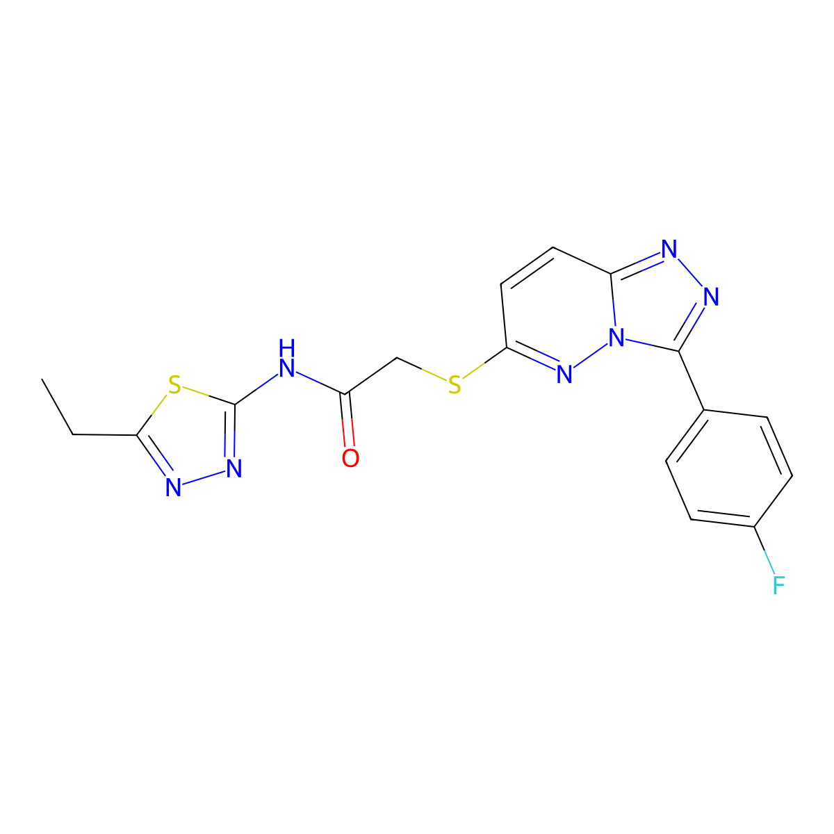 N-(5-ethyl-1,3,4-thiadiazol-2-yl)-2-((3-(4-fluorophenyl)-[1,2,4]triazolo[4,3-b]pyridazin-6-yl)thio)acetamide molecular structure, CAS 852374-21-1