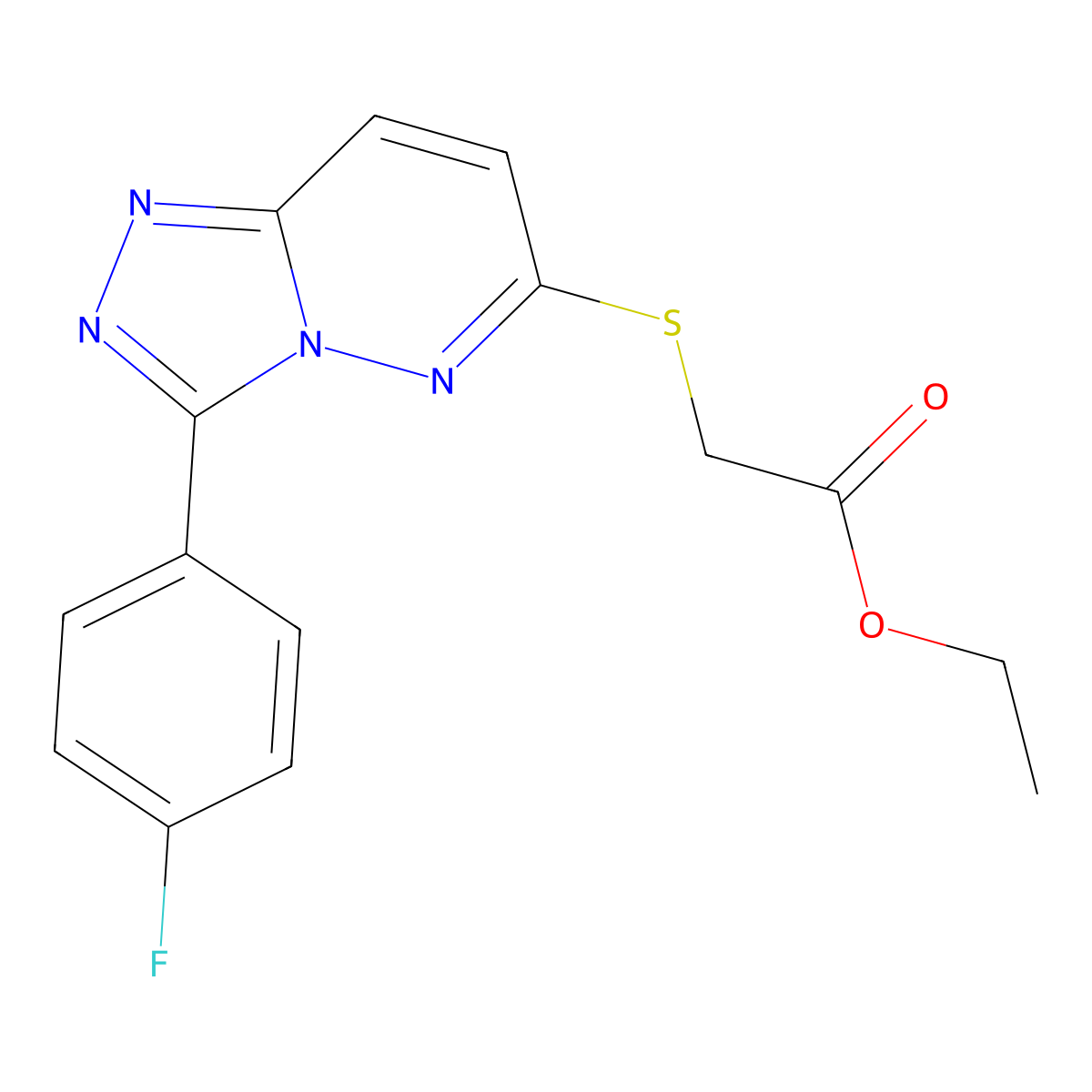 Ethyl 2-((3-(4-fluorophenyl)-[1,2,4]triazolo[4,3-b]pyridazin-6-yl)thio)acetate molecular structure, CAS 852374-28-8