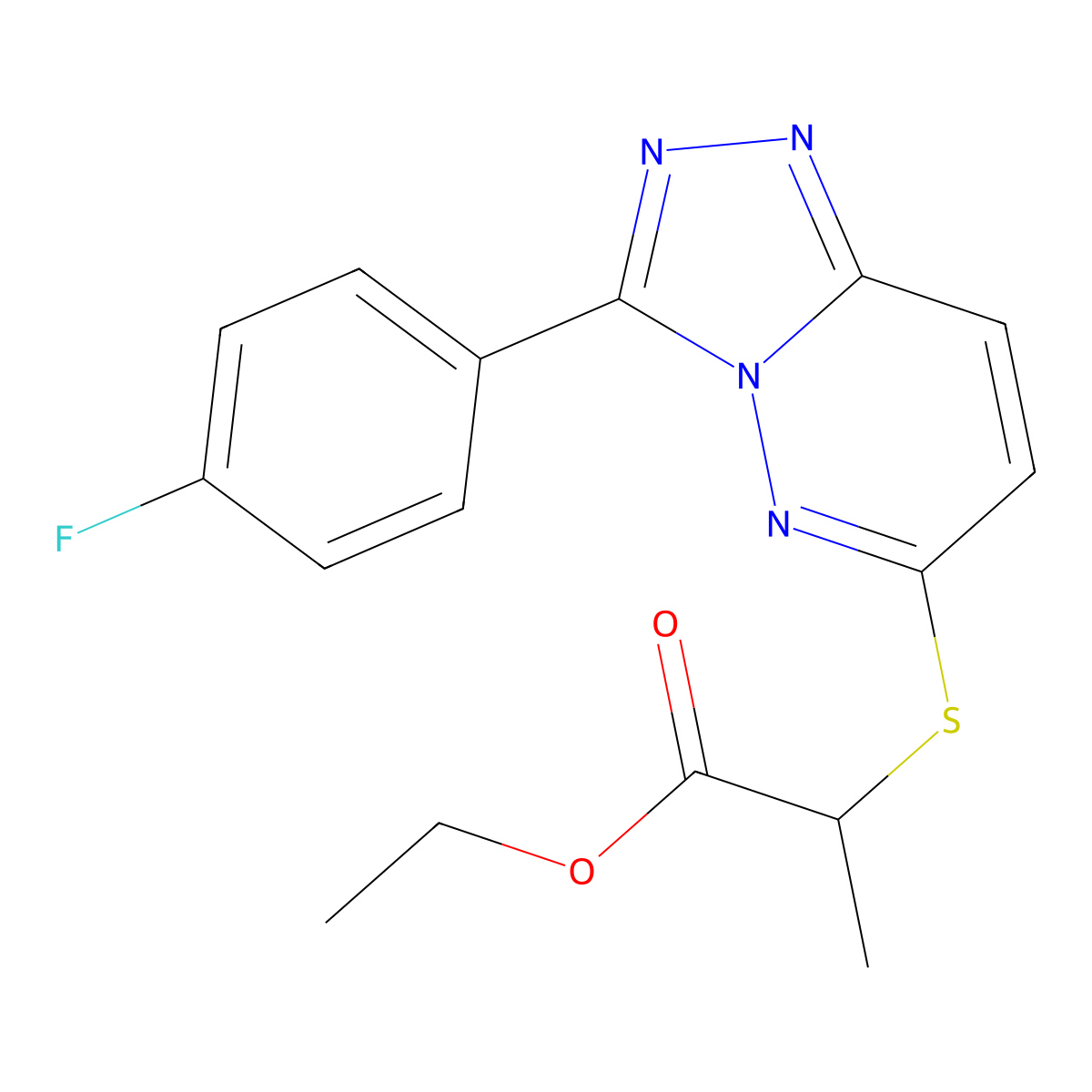 Ethyl 2-{[3-(4-fluorophenyl)[1,2,4]triazolo[4,3-b]pyridazin-6-yl]thio}propanoate molecular structure, CAS 852374-29-9