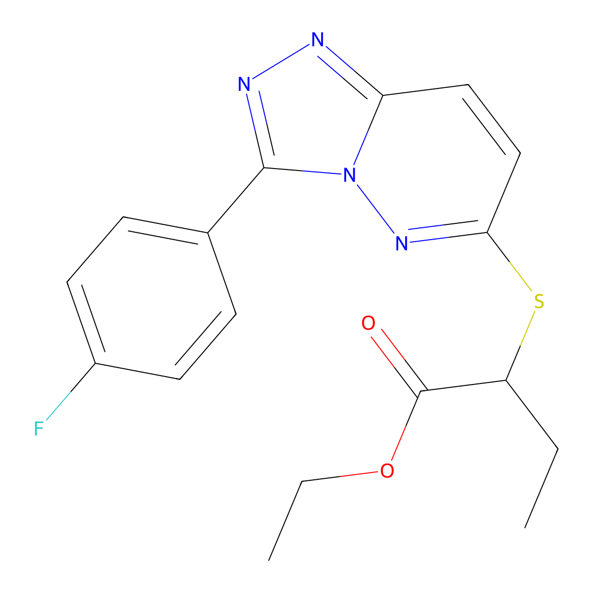 Ethyl 2-((3-(4-fluorophenyl)-[1,2,4]triazolo[4,3-b]pyridazin-6-yl)thio)butanoate molecular structure, CAS 852374-30-2