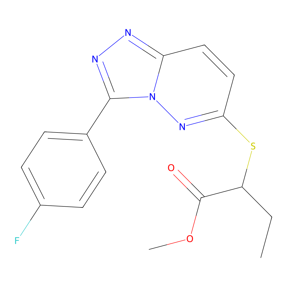 Methyl 2-{[3-(4-fluorophenyl)[1,2,4]triazolo[4,3-b]pyridazin-6-yl]thio}butanoate molecular structure, CAS 852374-31-3