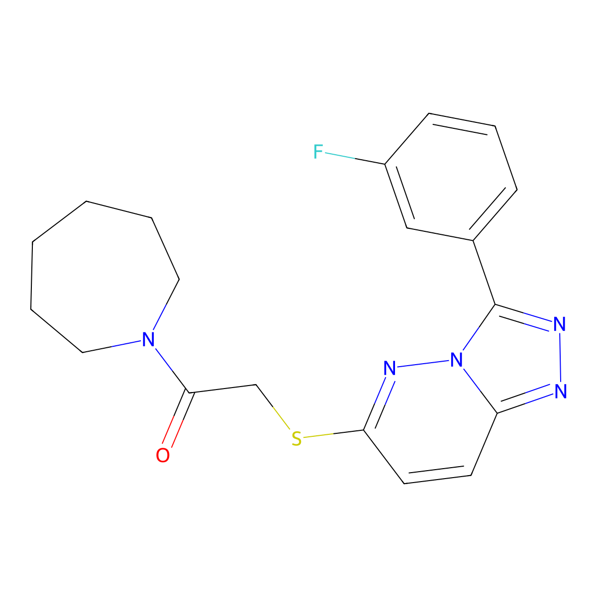 1-(Azepan-1-yl)-2-((3-(3-fluorophenyl)-[1,2,4]triazolo[4,3-b]pyridazin-6-yl)thio)ethanone molecular structure, CAS 852374-46-0