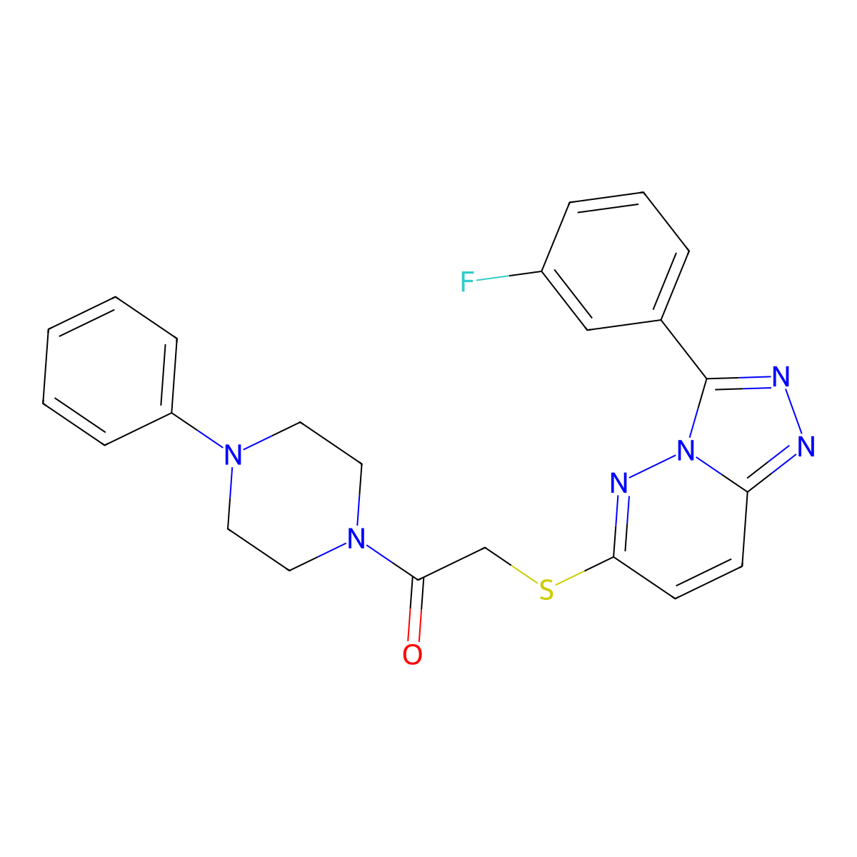 2-((3-(3-Fluorophenyl)-[1,2,4]triazolo[4,3-b]pyridazin-6-yl)thio)-1-(4-phenylpiperazin-1-yl)ethanone molecular structure, CAS 852374-49-3