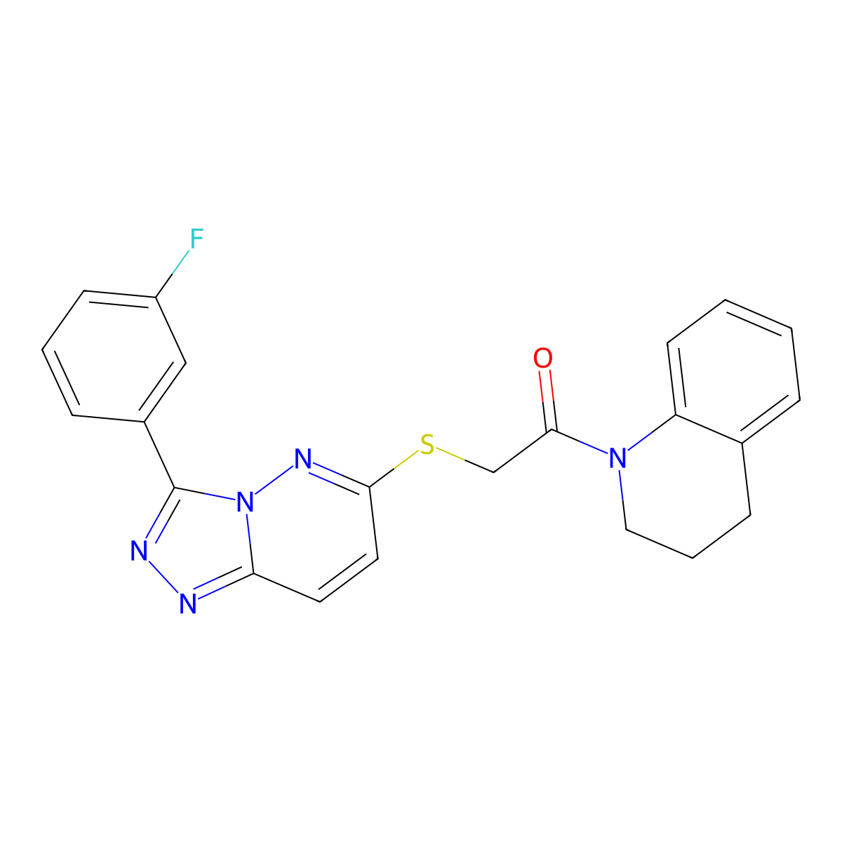 1-(3,4-dihydroquinolin-1(2H)-yl)-2-((3-(3-fluorophenyl)-[1,2,4]triazolo[4,3-b]pyridazin-6-yl)thio)ethanone molecular structure, CAS 852374-51-7