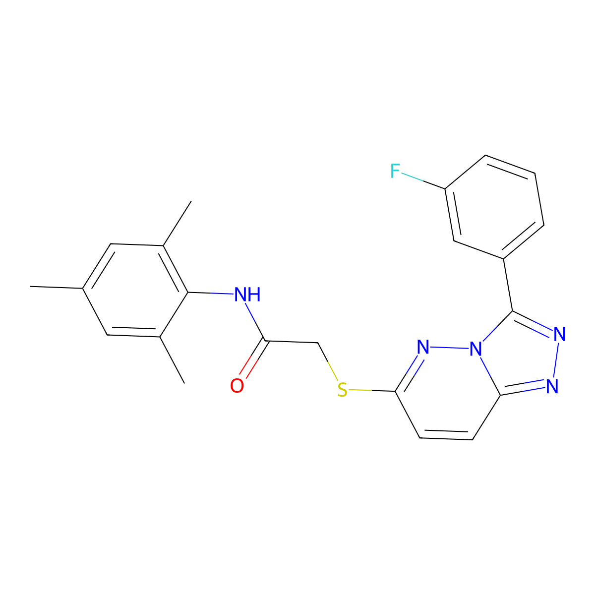 2-((3-(3-fluorophenyl)-[1,2,4]triazolo[4,3-b]pyridazin-6-yl)thio)-N-mesitylacetamide molecular structure, CAS 852374-61-9