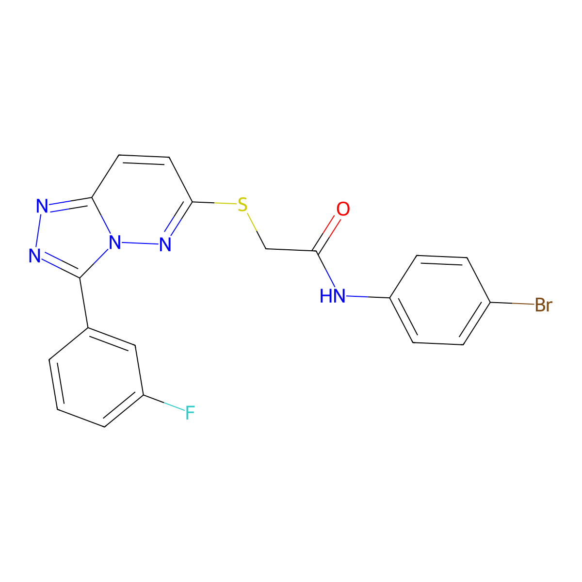 N-(4-bromophenyl)-2-((3-(3-fluorophenyl)-[1,2,4]triazolo[4,3-b]pyridazin-6-yl)thio)acetamide molecular structure, CAS 852374-67-5
