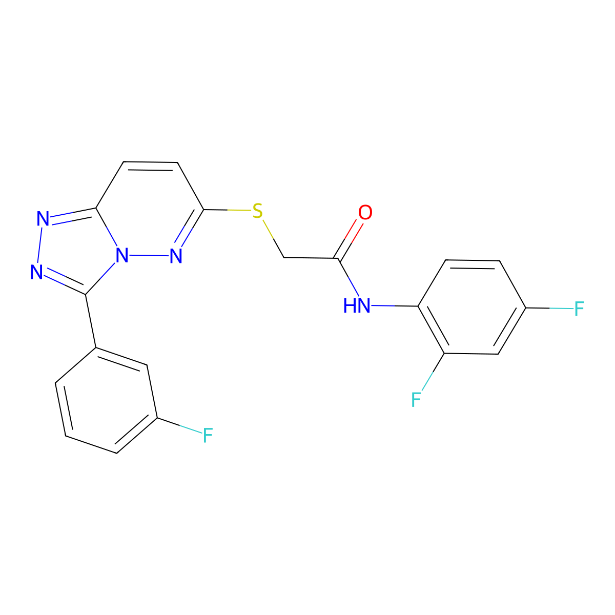 N-(2,4-difluorophenyl)-2-((3-(3-fluorophenyl)-[1,2,4]triazolo[4,3-b]pyridazin-6-yl)thio)acetamide molecular structure, CAS 852374-68-6