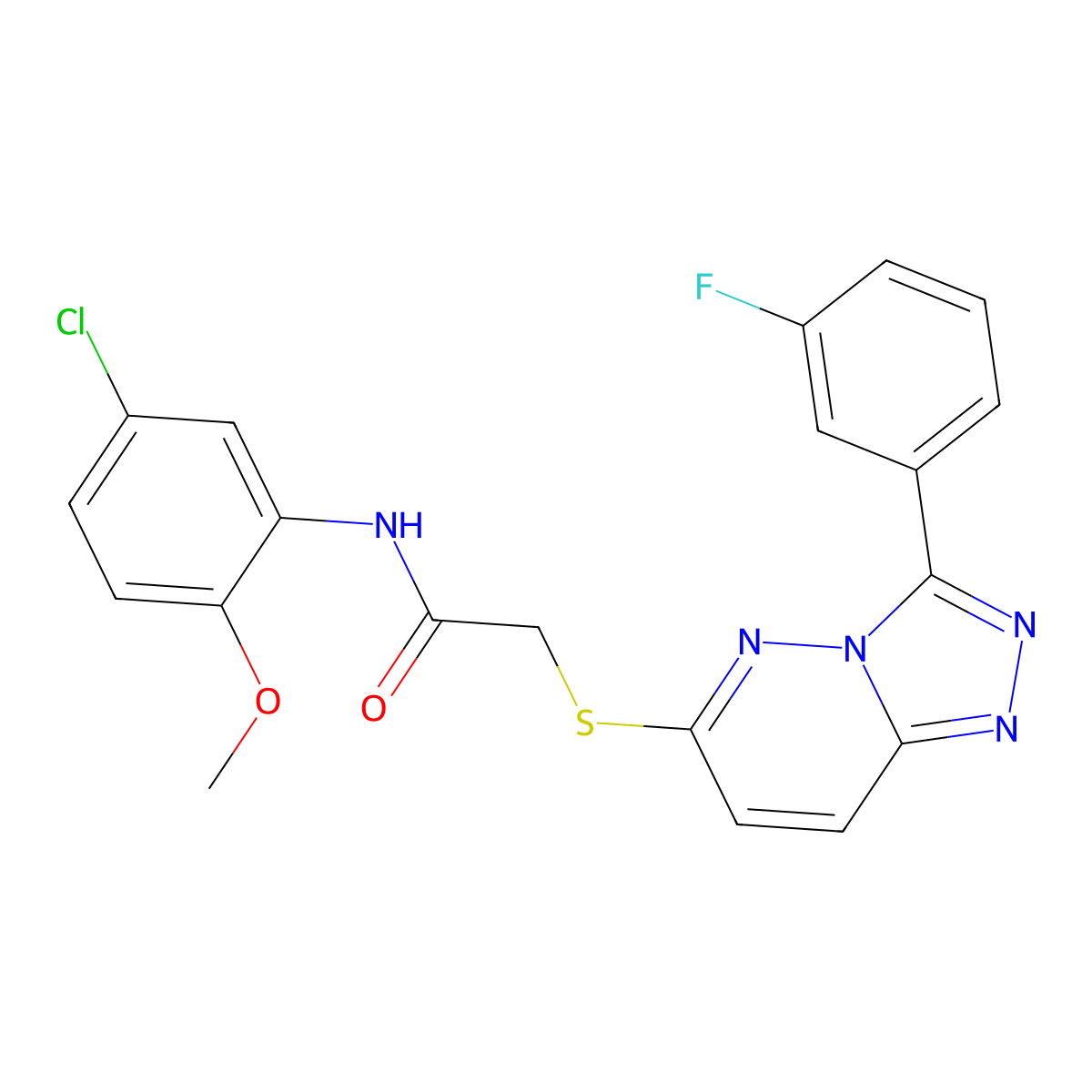 N-(5-chloro-2-methoxyphenyl)-2-((3-(3-fluorophenyl)-[1,2,4]triazolo[4,3-b]pyridazin-6-yl)thio)acetamide molecular structure, CAS 852374-70-0