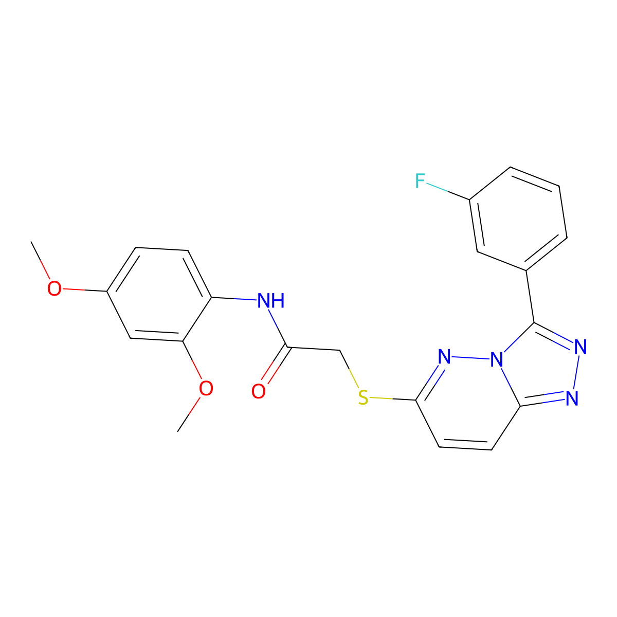 N-(2,4-dimethoxyphenyl)-2-((3-(3-fluorophenyl)-[1,2,4]triazolo[4,3-b]pyridazin-6-yl)thio)acetamide molecular structure, CAS 852374-76-6
