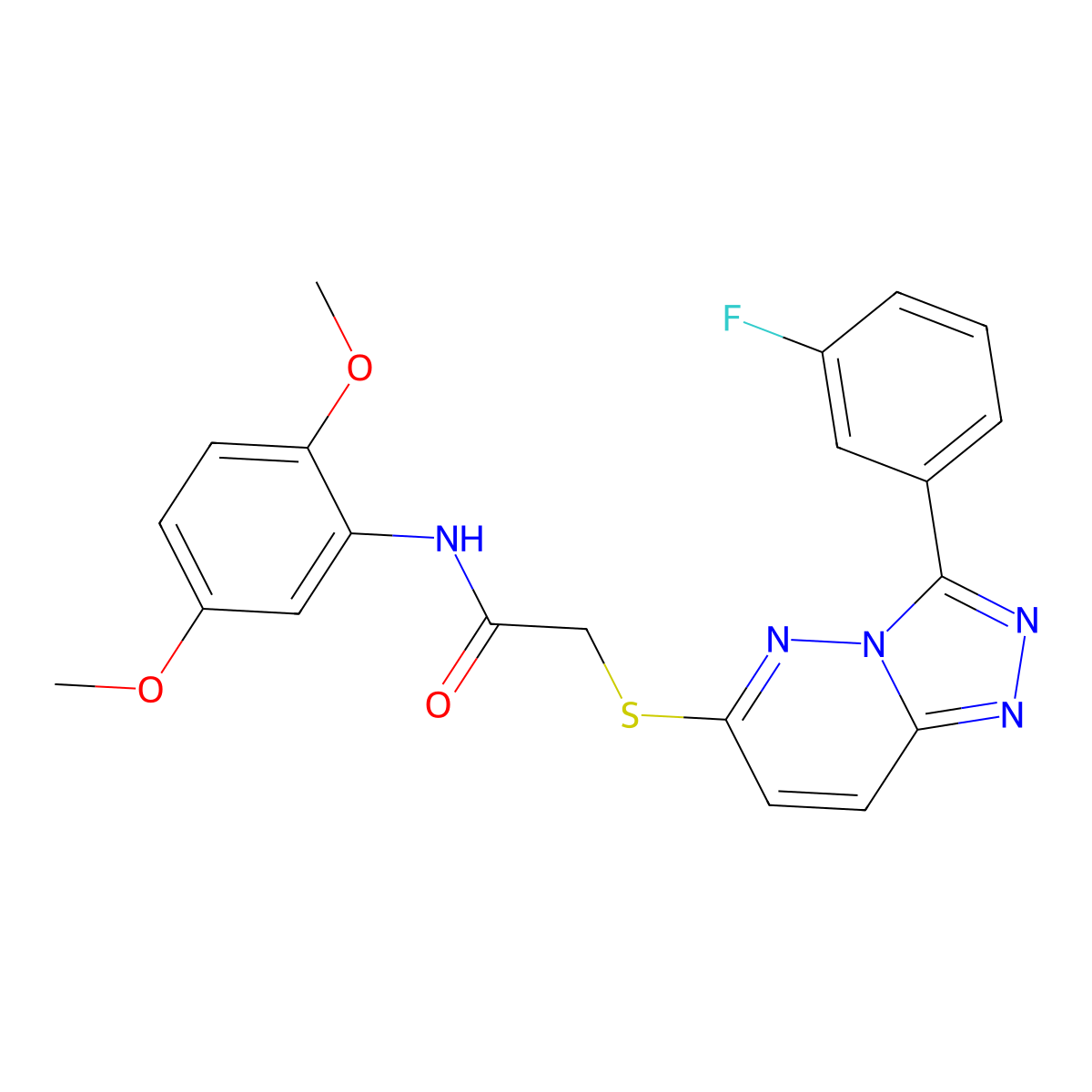 N-(2,5-dimethoxyphenyl)-2-((3-(3-fluorophenyl)-[1,2,4]triazolo[4,3-b]pyridazin-6-yl)thio)acetamide molecular structure, CAS 852374-77-7