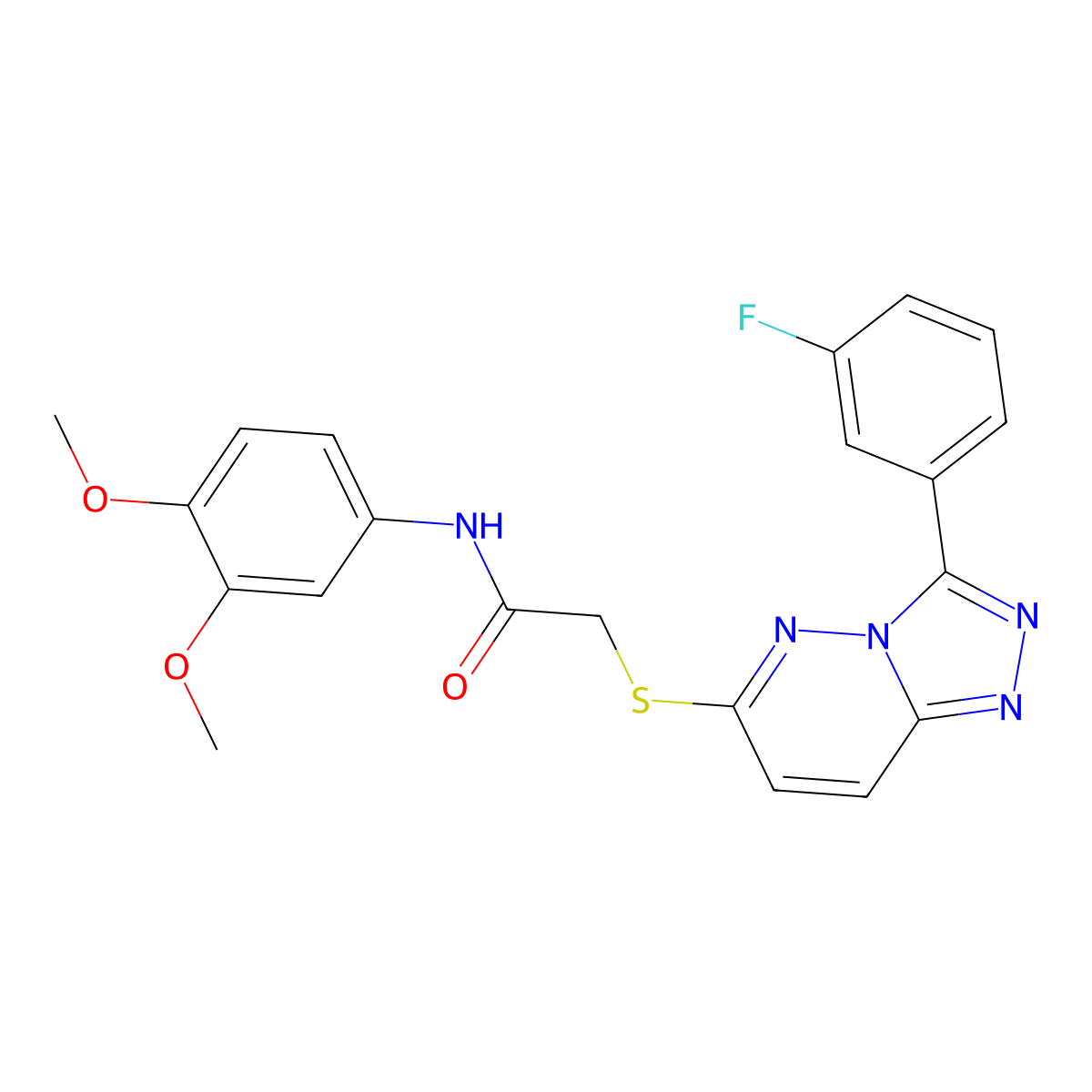N-(3,4-dimethoxyphenyl)-2-((3-(3-fluorophenyl)-[1,2,4]triazolo[4,3-b]pyridazin-6-yl)thio)acetamide molecular structure, CAS 852374-78-8