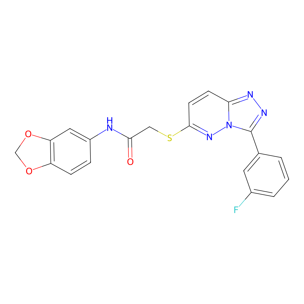 N-(benzo[d][1,3]dioxol-5-yl)-2-((3-(3-fluorophenyl)-[1,2,4]triazolo[4,3-b]pyridazin-6-yl)thio)acetamide molecular structure, CAS 852374-79-9