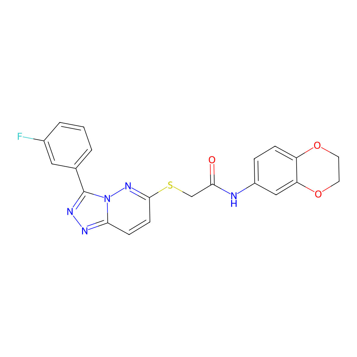 N-(2,3-dihydrobenzo[b][1,4]dioxin-6-yl)-2-((3-(3-fluorophenyl)-[1,2,4]triazolo[4,3-b]pyridazin-6-yl)thio)acetamide molecular structure, CAS 852374-80-2