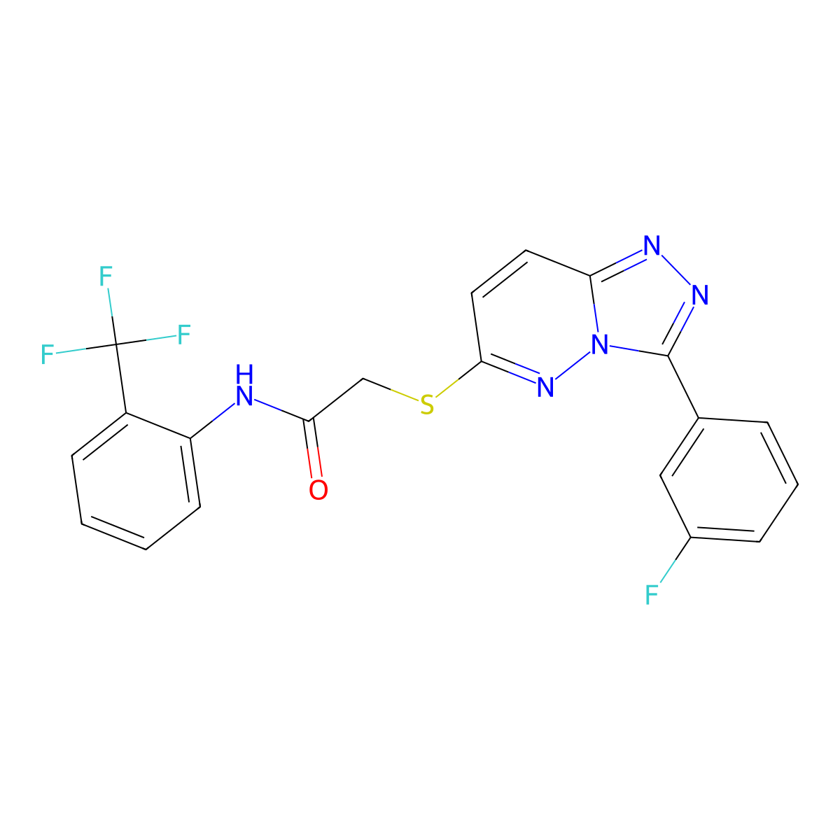 2-((3-(3-fluorophenyl)-[1,2,4]triazolo[4,3-b]pyridazin-6-yl)thio)-N-(2-(trifluoromethyl)phenyl)acetamide molecular structure, CAS 852374-81-3